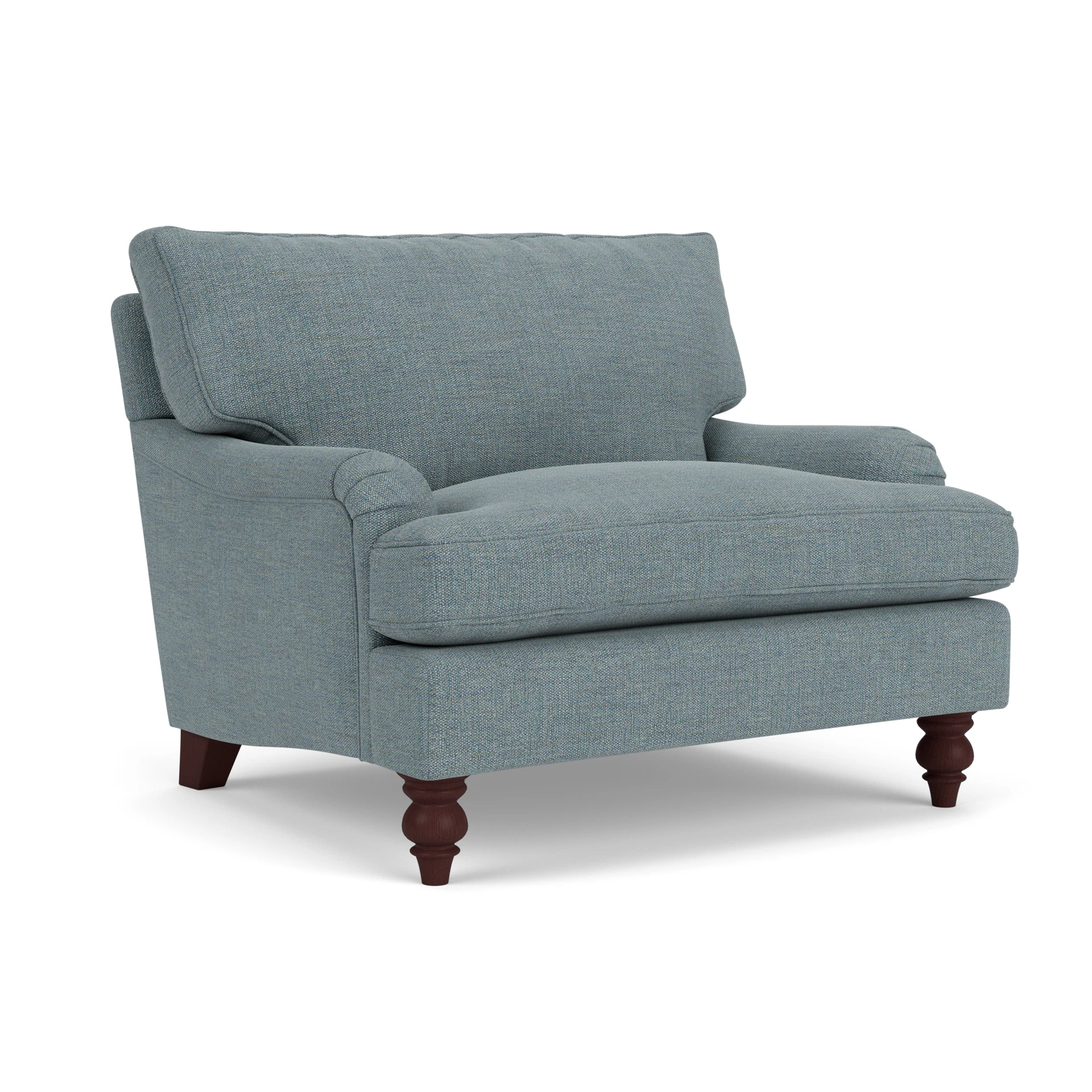 Morris Love Seat in Rustic Weave - Teal Marl with Light legs