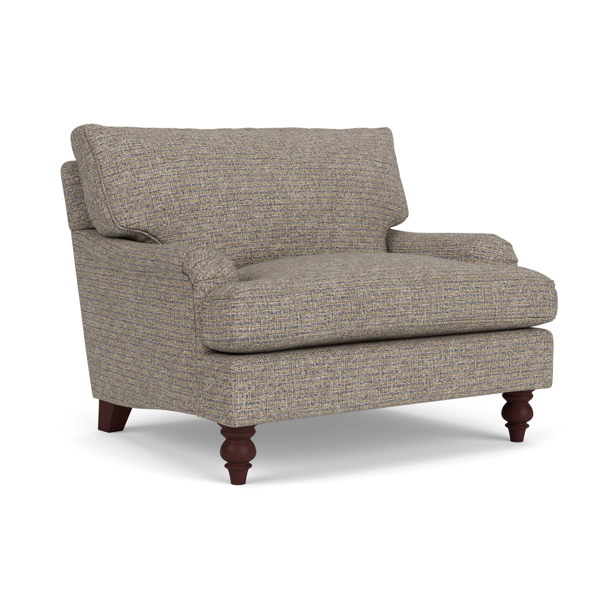 Morris Love Seat in Textured Weave - Shoreline Mix with Light legs
