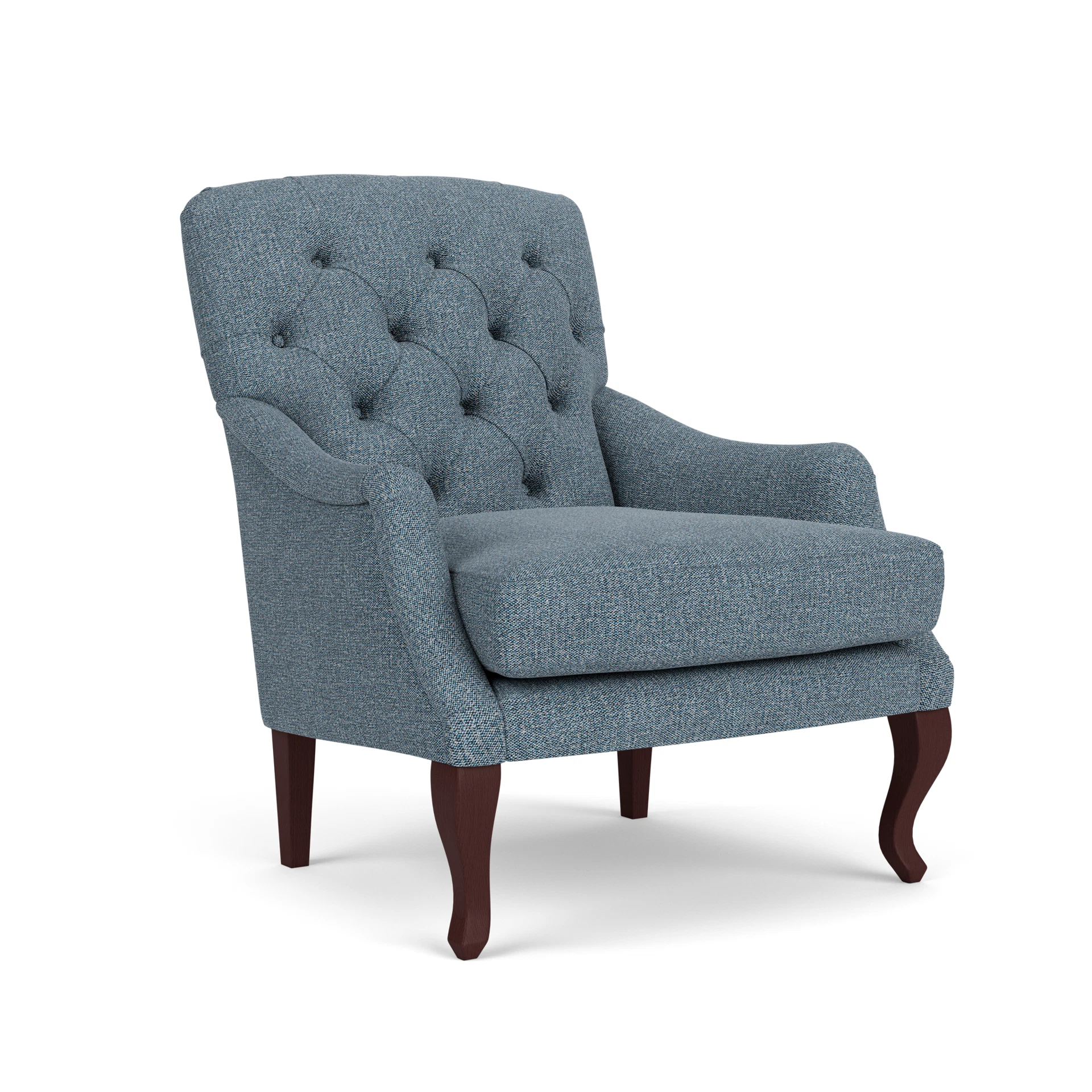 Olivia Armchair in Aquaclean Oxford - Mid Blue with Light legs