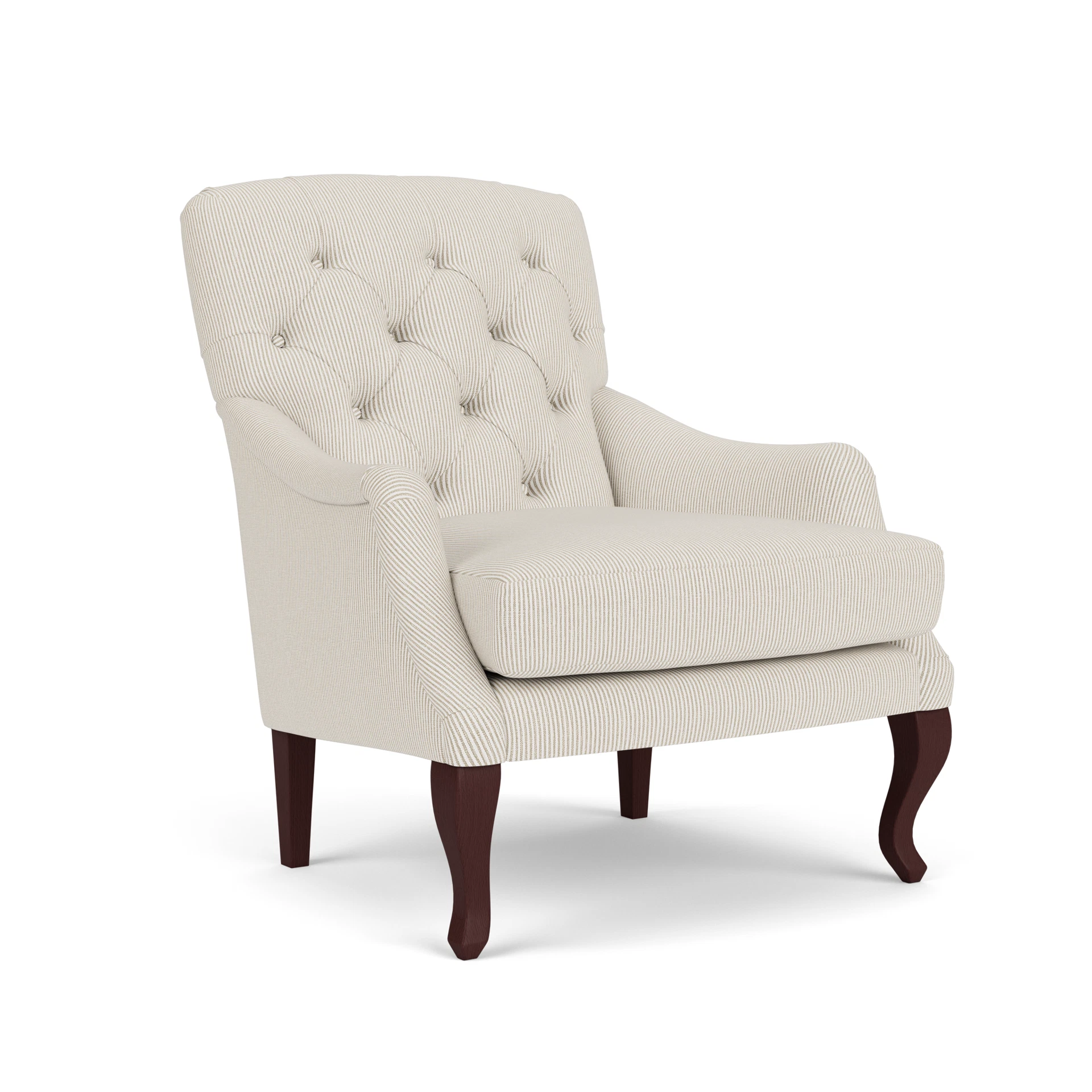 Olivia Armchair in Broadway Stripe - Natural with Light legs