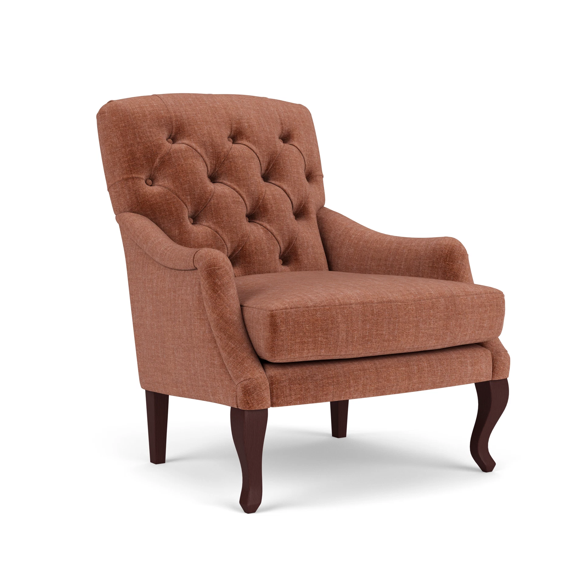 Olivia Armchair in Eco Chenille - Cinnamon with Light legs
