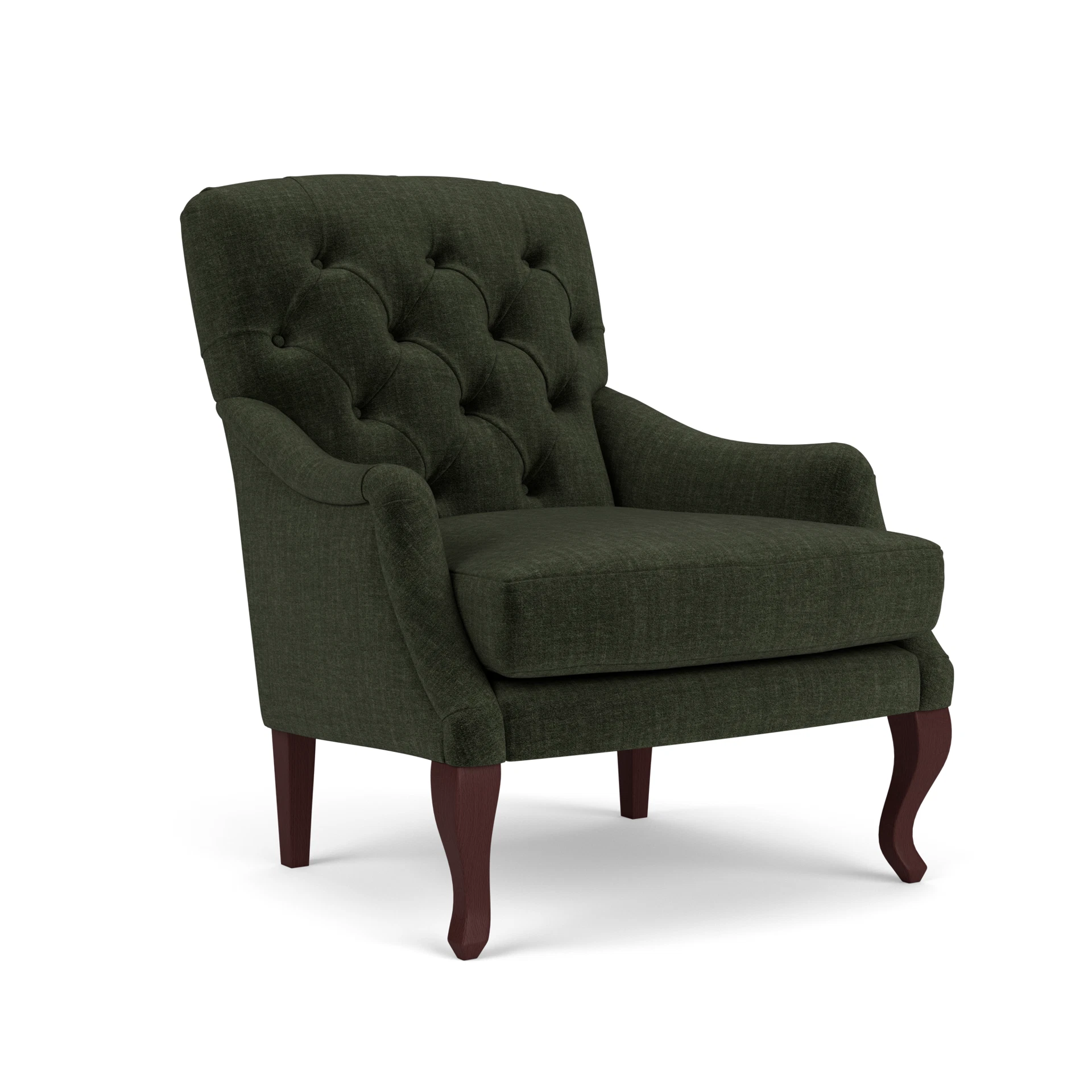 Olivia Armchair in Eco Chenille - Moss with Light legs