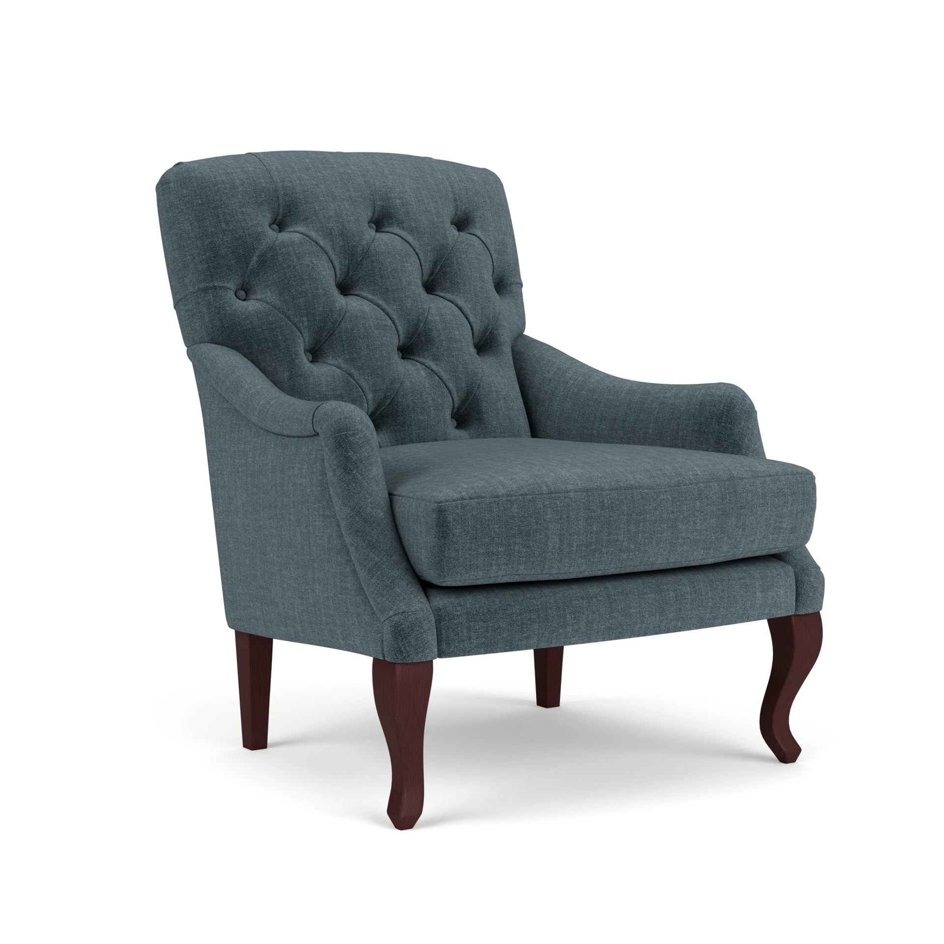 Olivia Armchair in Eco Chenille - Teal with Light legs
