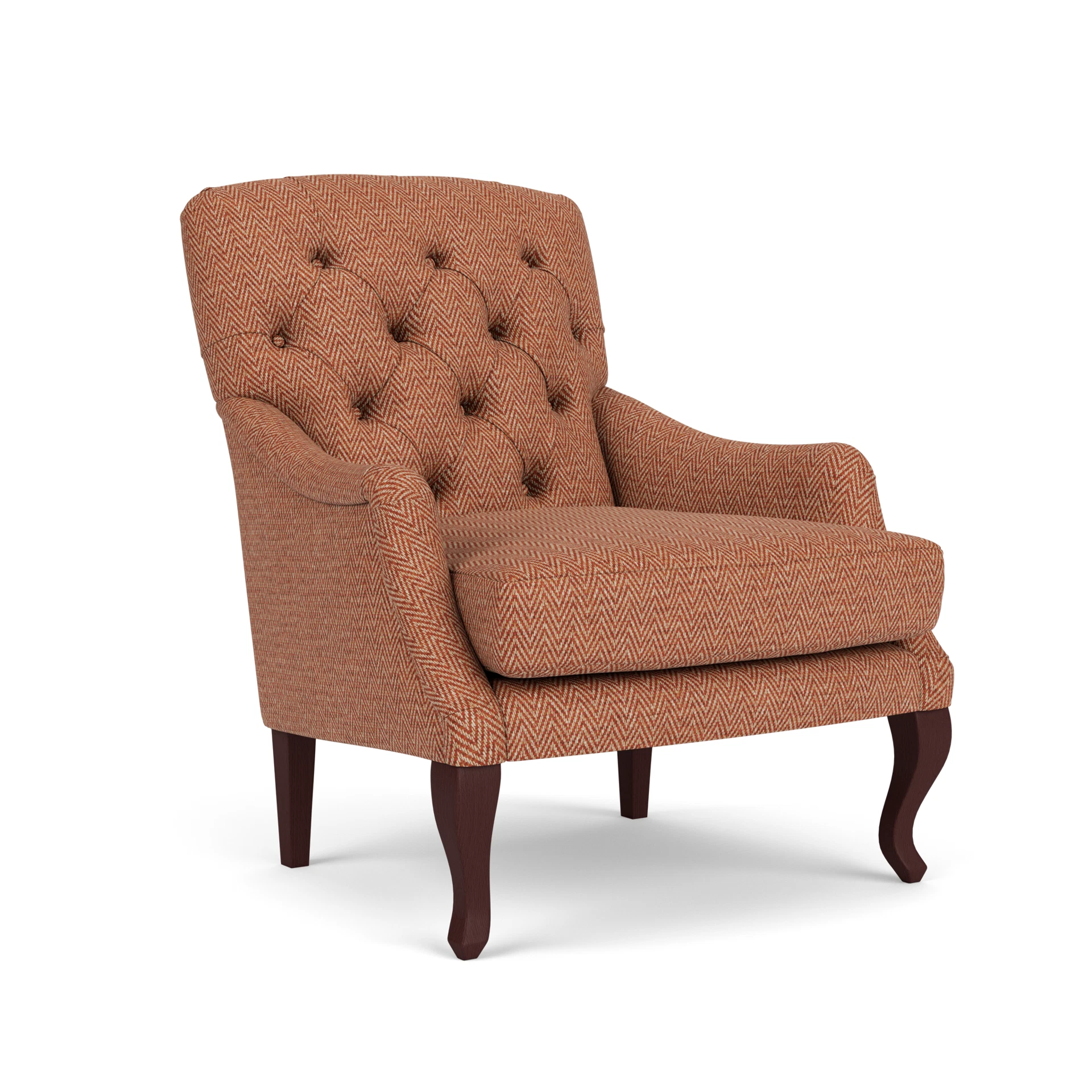 Olivia Armchair in Herringbone Weave - Brick with Light legs