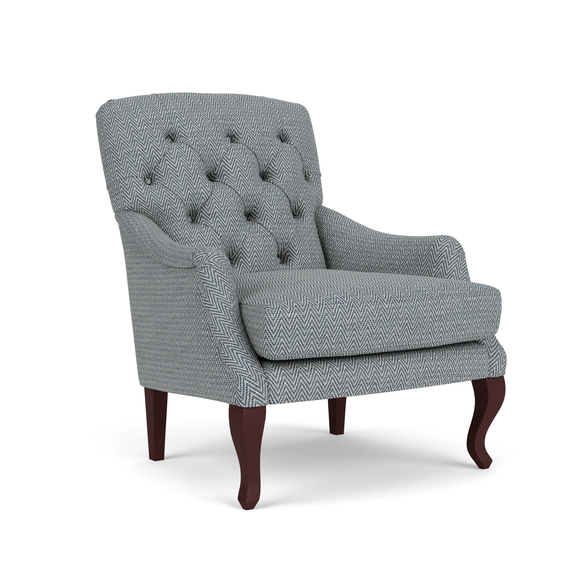 Olivia Armchair in Herringbone Weave - Navy with Light legs