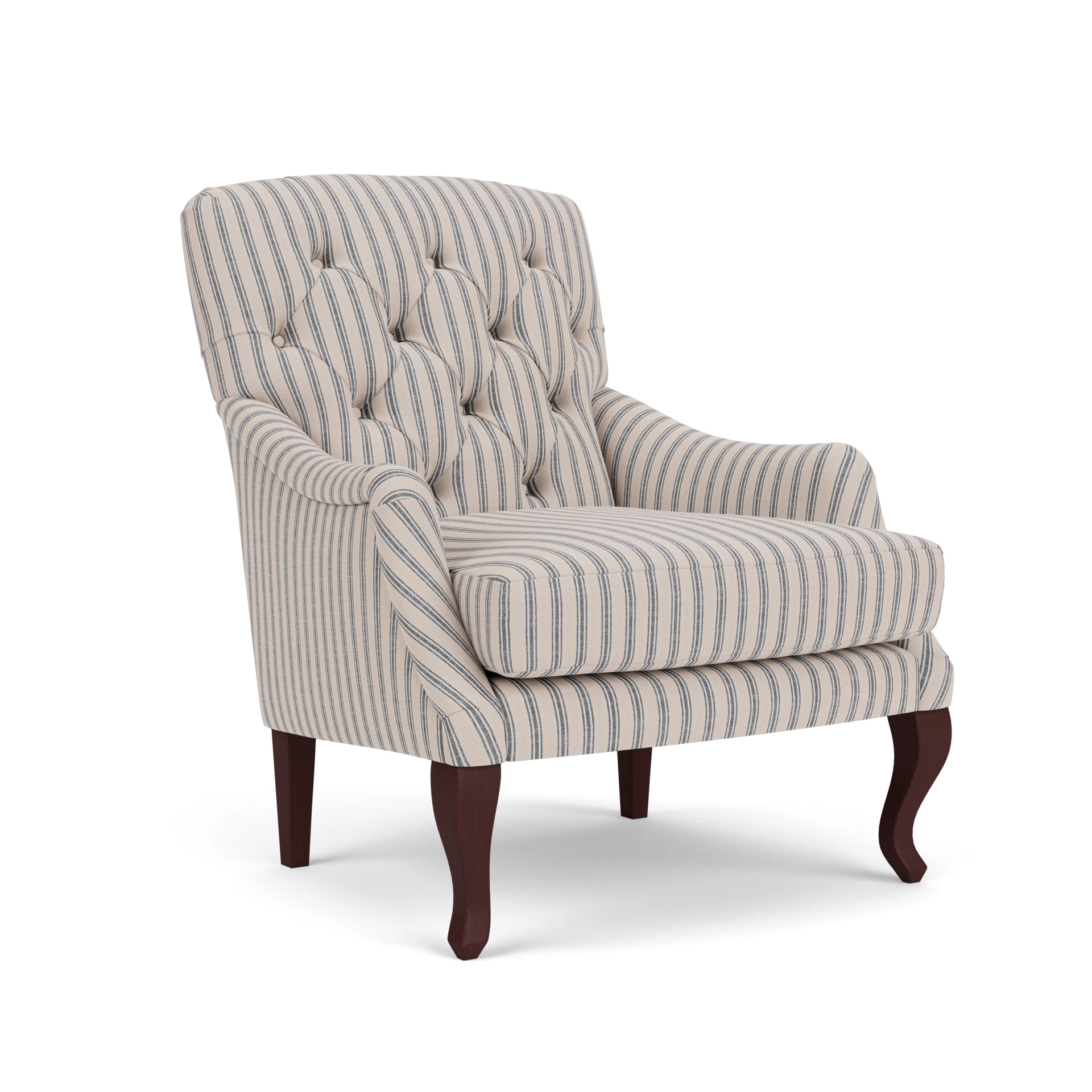 Olivia Armchair in Kingham Stripe - Indigo with Light legs