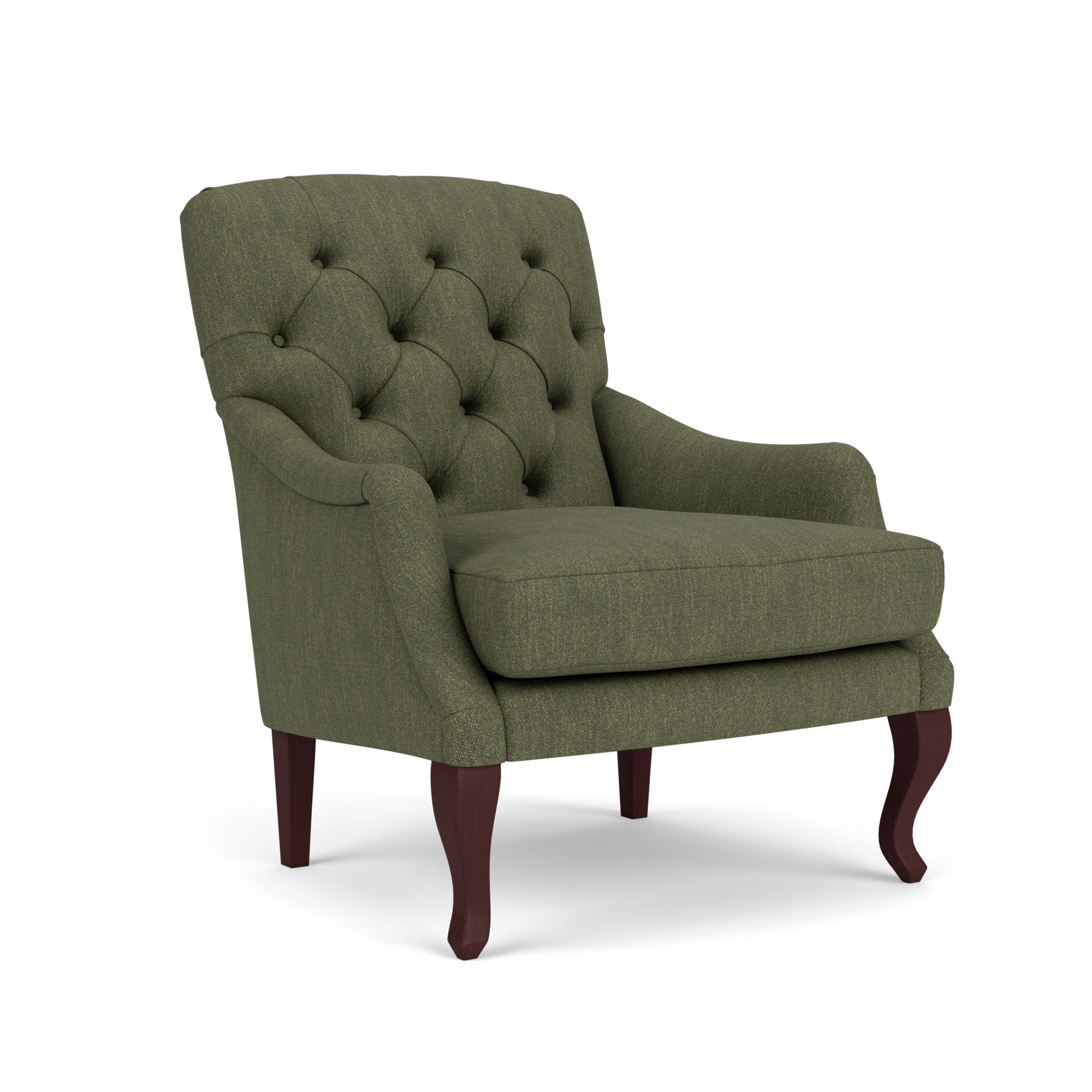 Olivia Armchair in Luxury Italian Linen - Fern with Light legs