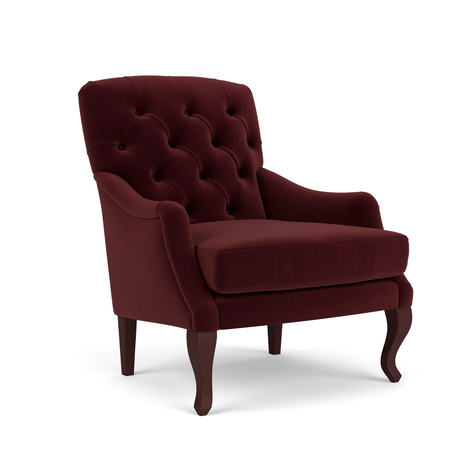 Olivia Armchair in Matt Velvet - Dark Rosehip with Light legs
