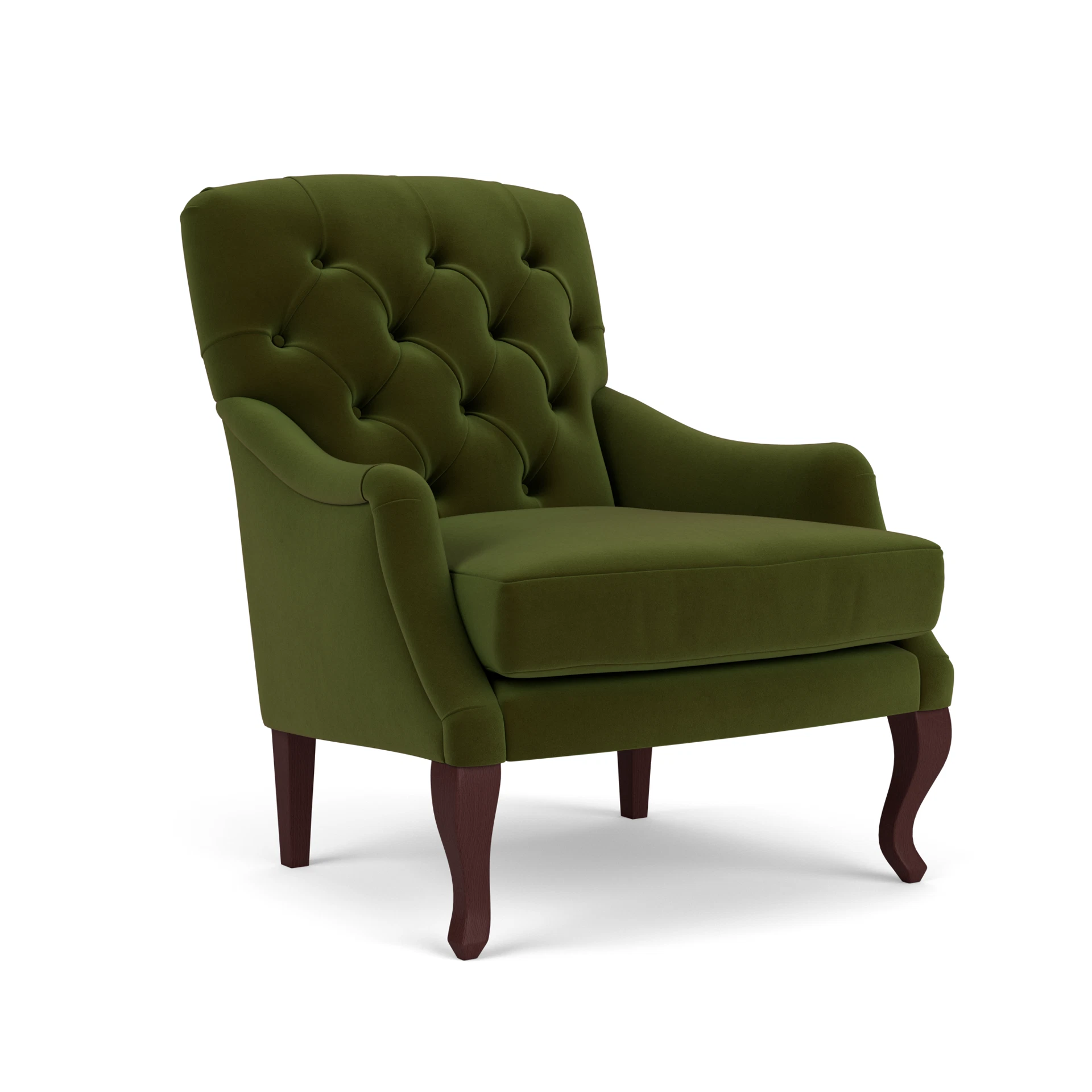 Olivia Armchair in Matt Velvet - Forest Green with Light legs