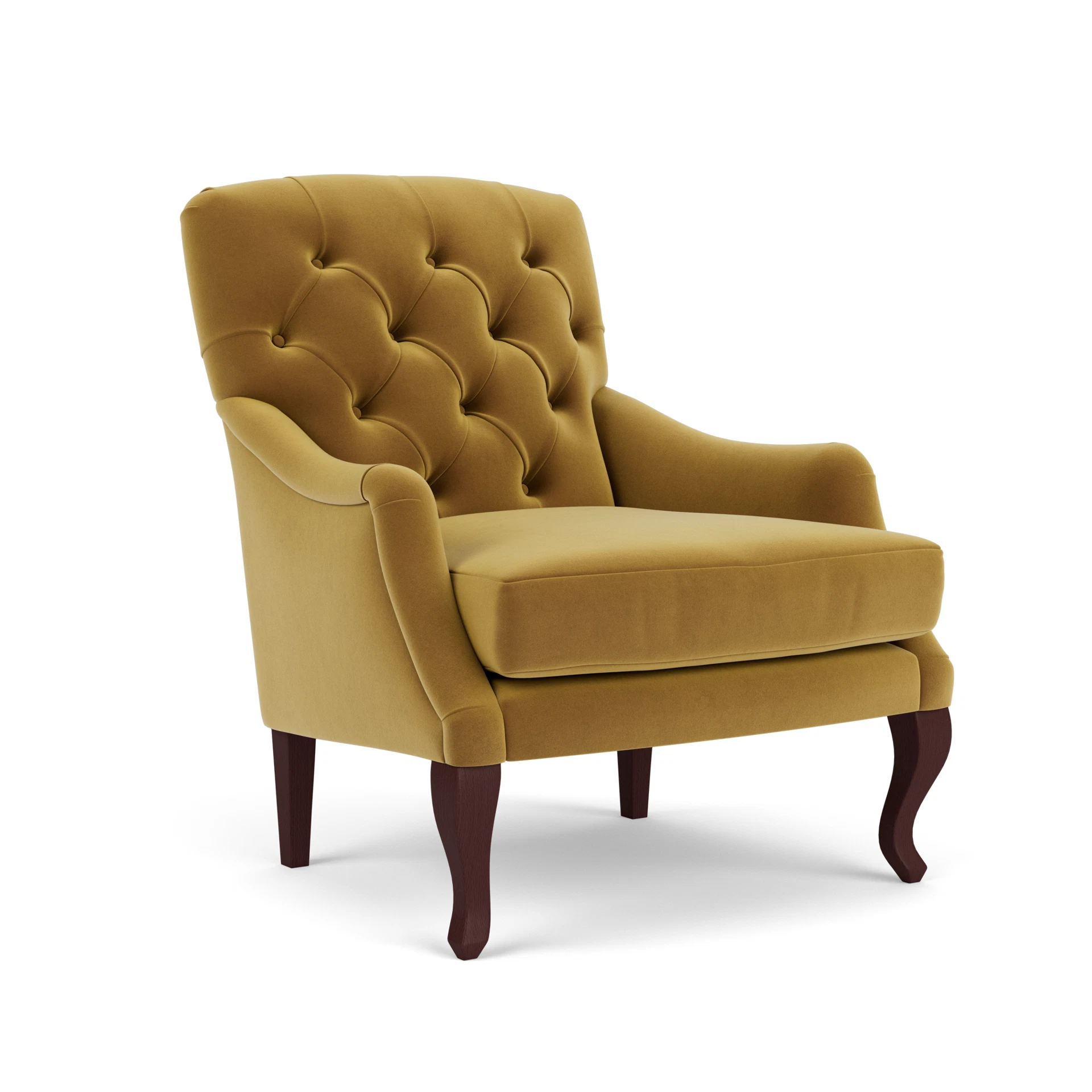 Olivia Armchair in Matt Velvet - Mustard with Light legs