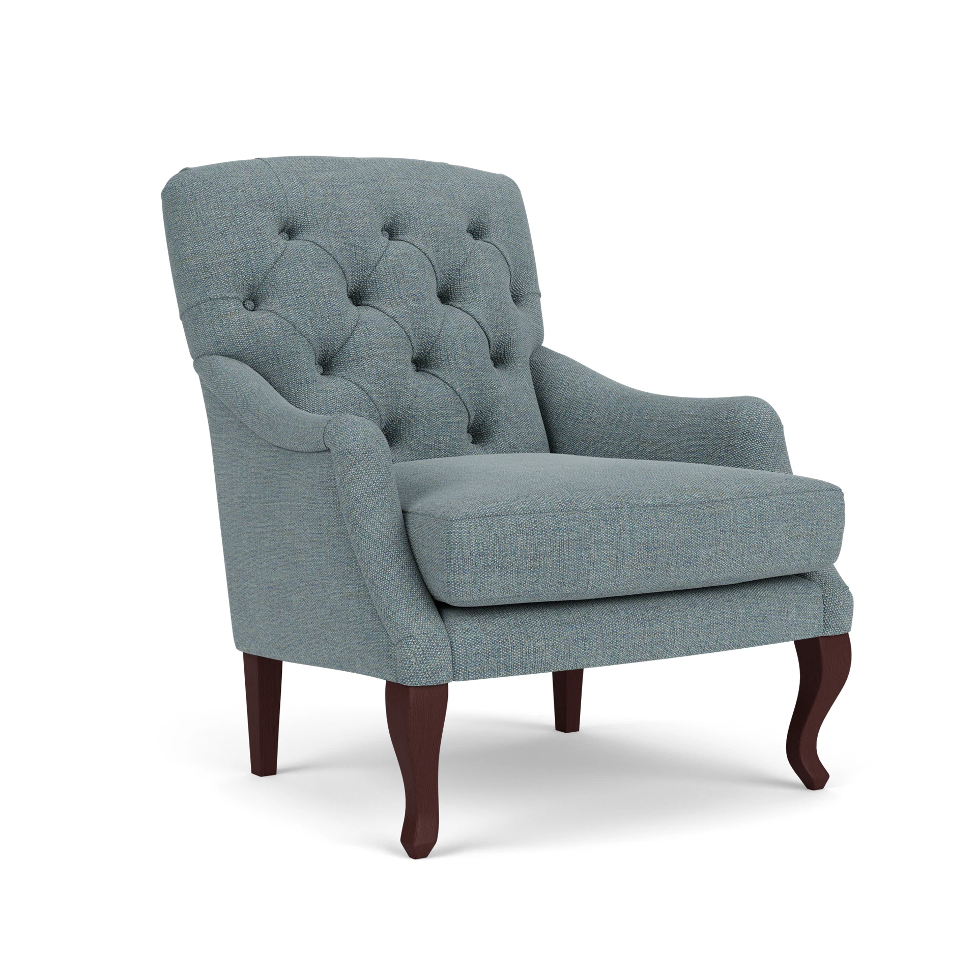 Olivia Armchair in Rustic Weave - Teal Marl with Light legs