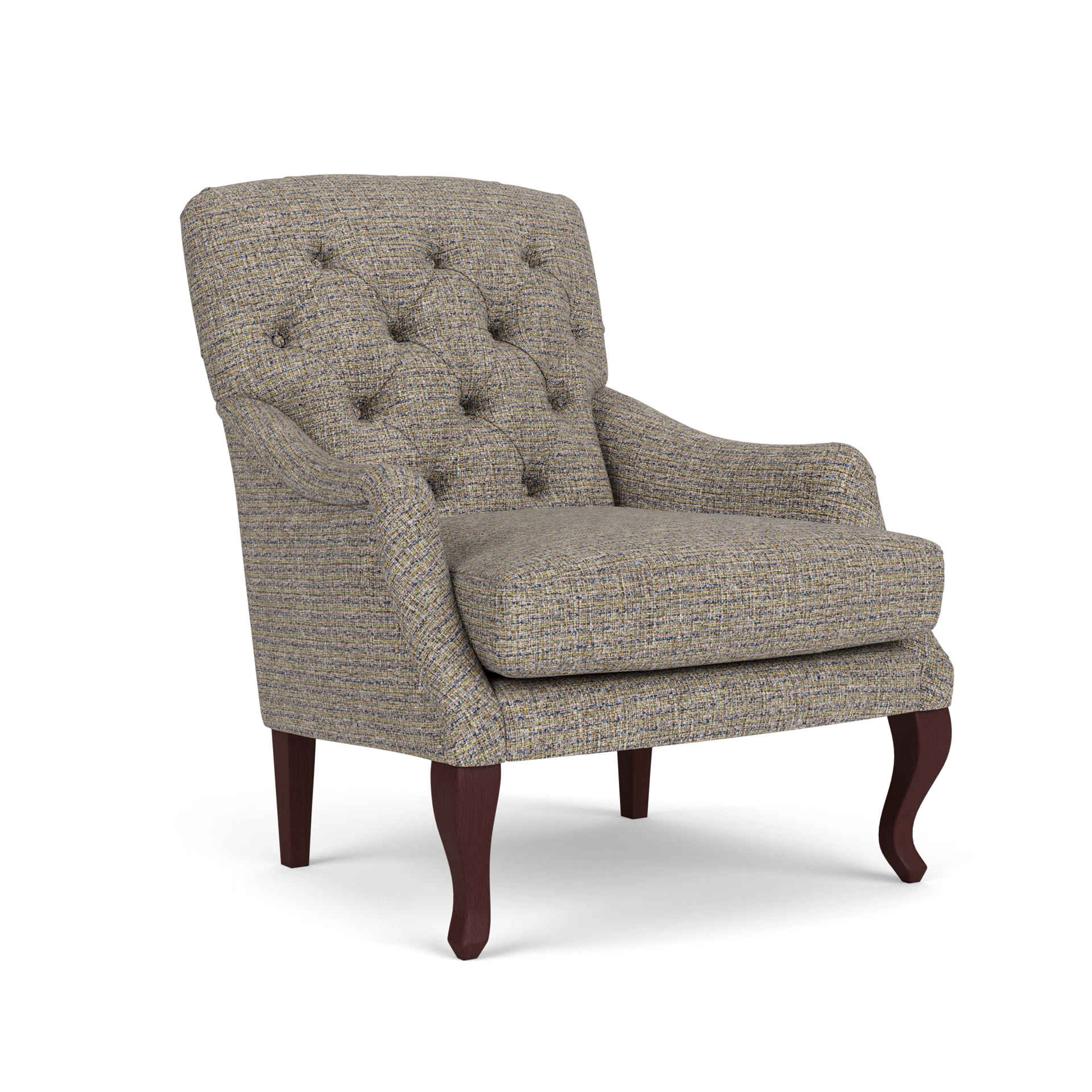 Olivia Armchair in Textured Weave - Shoreline Mix with Light legs