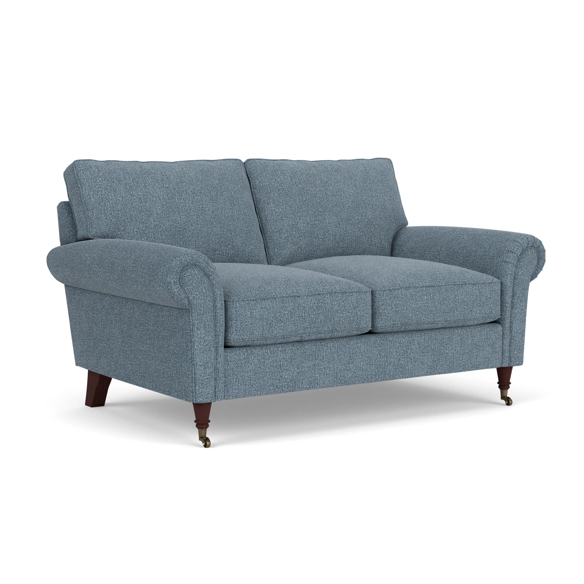 Osbourne 2 Seater Sofa in Aquaclean Oxford - Mid Blue with Light legs