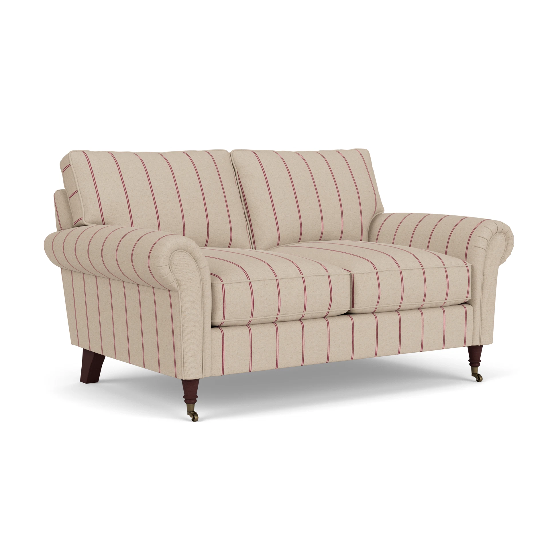 Osbourne 2 Seater Sofa in Compton Stripe - Raspberry with Light legs
