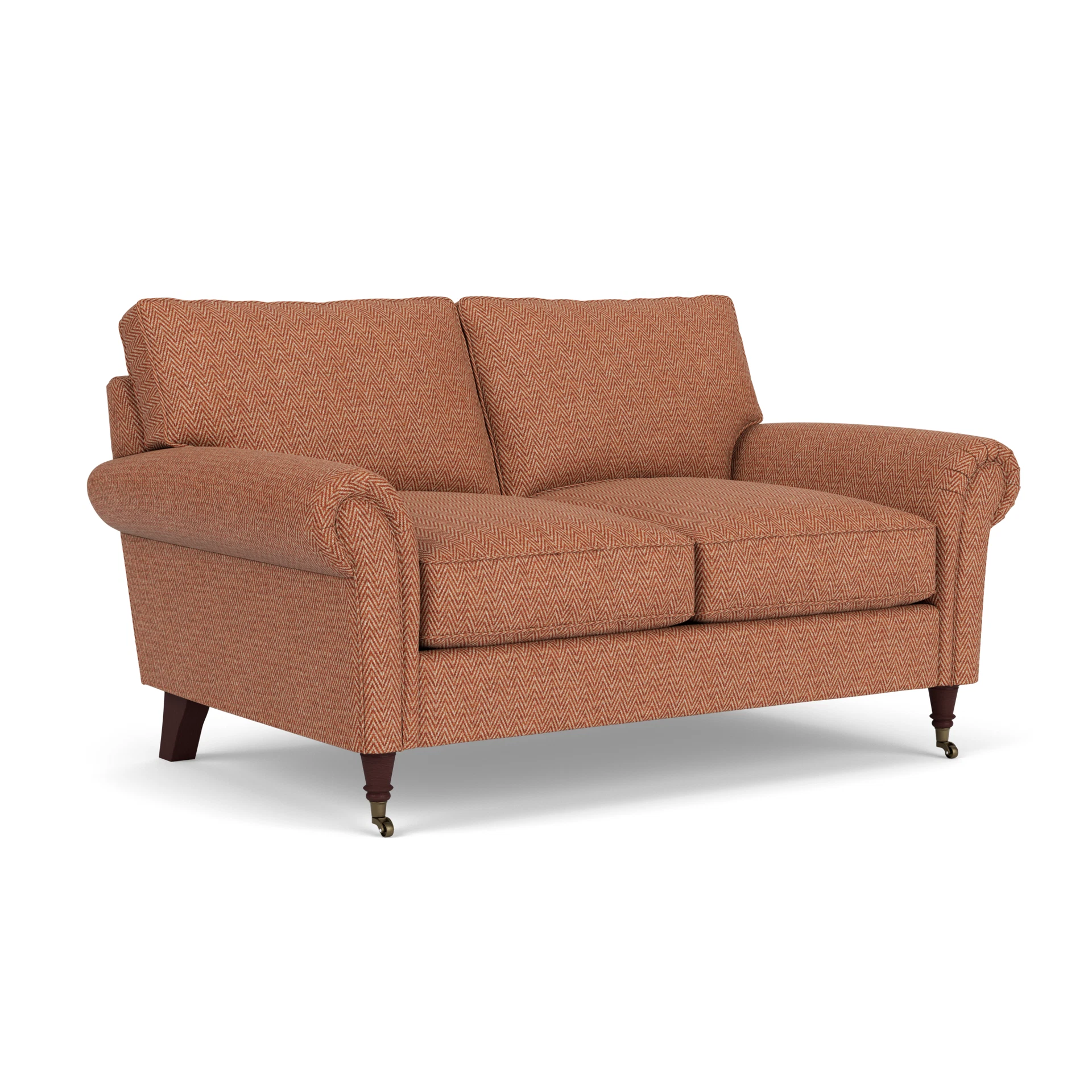 Osbourne 2 Seater Sofa in Herringbone Weave - Brick with Light legs