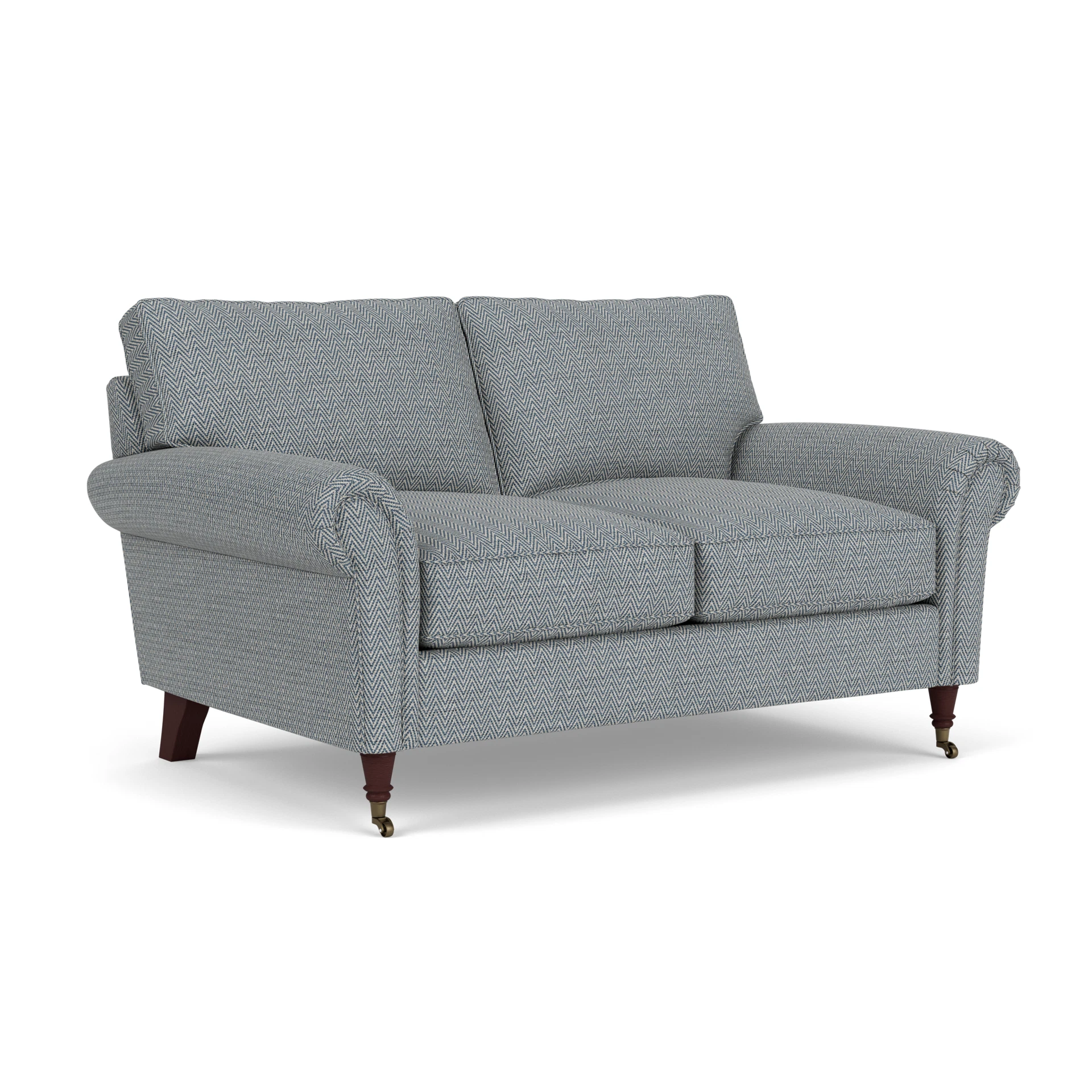 Osbourne 2 Seater Sofa in Herringbone Weave - Navy with Light legs