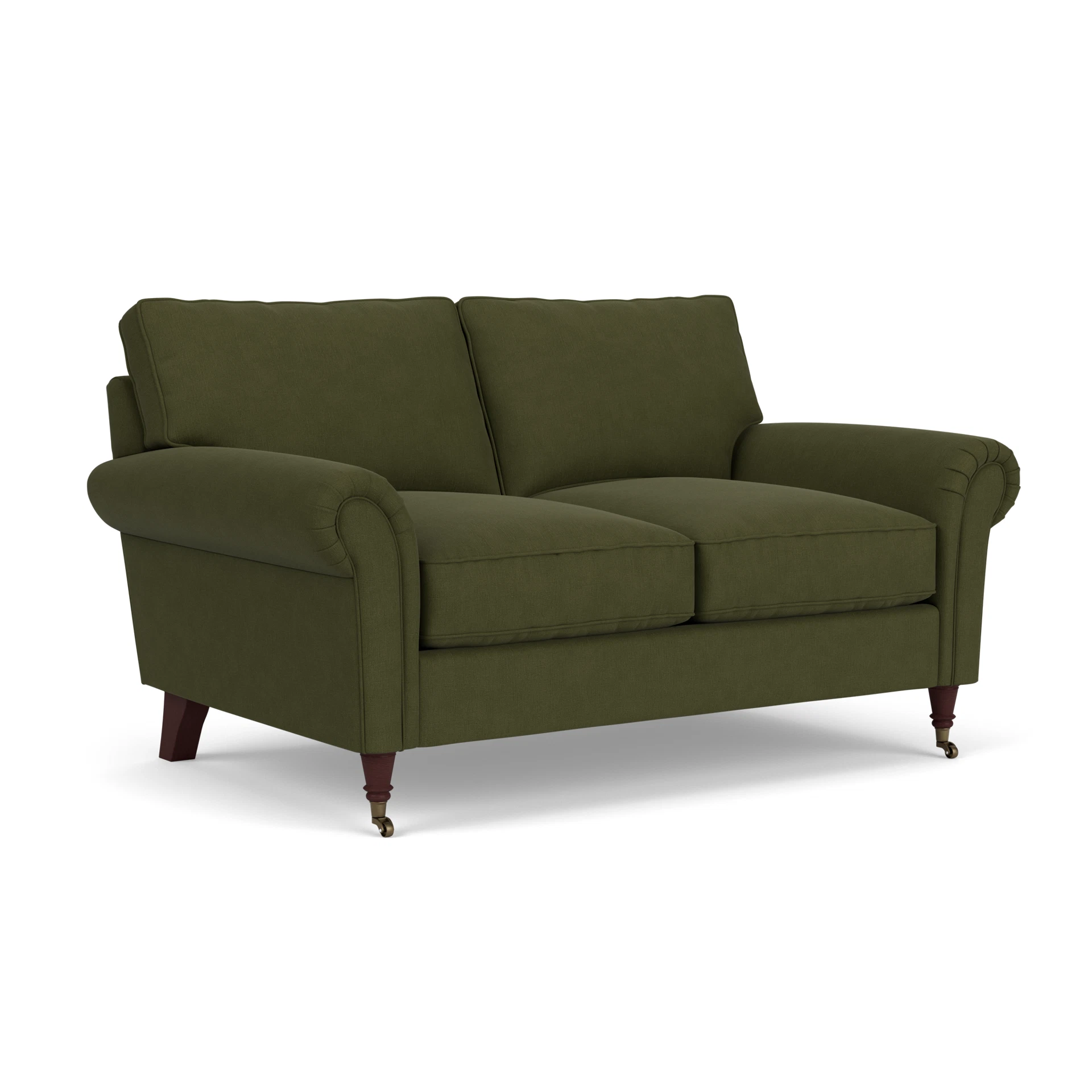Osbourne 2 Seater Sofa in House Linen Mix - Forest Green with Light legs