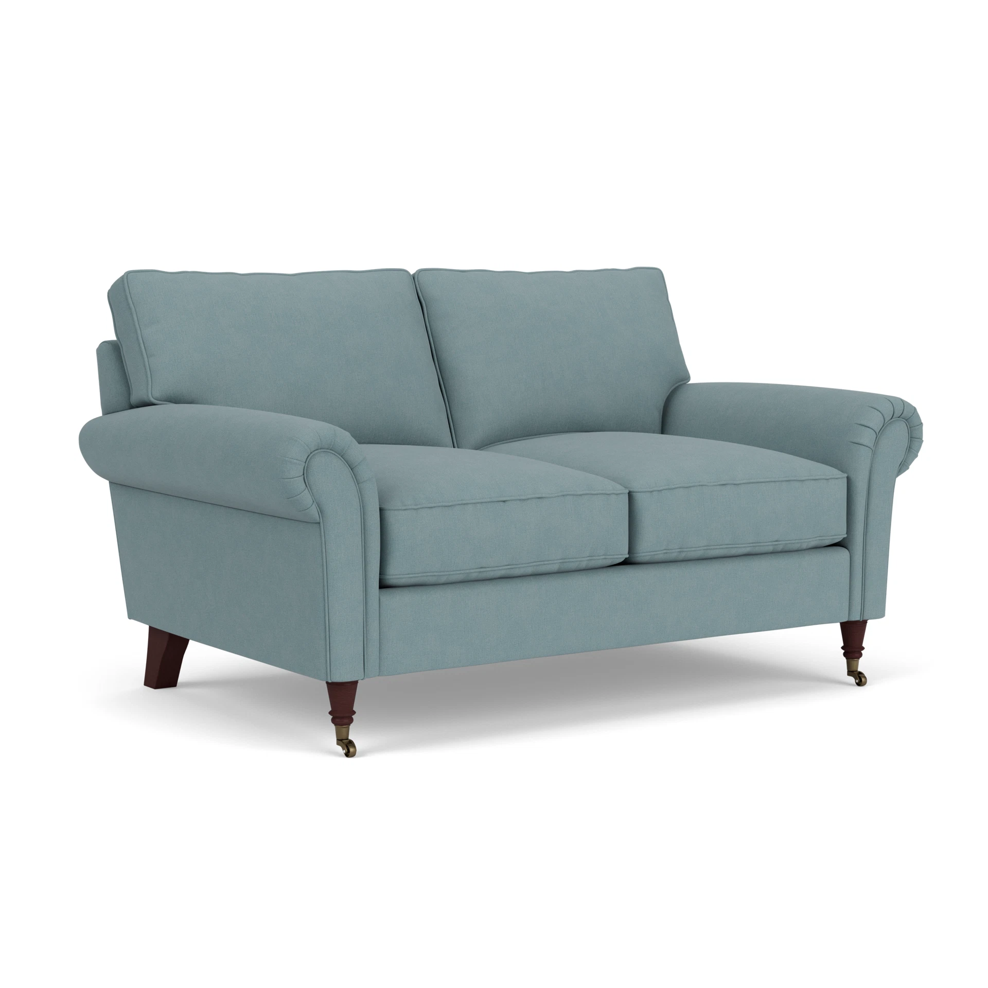 Osbourne 2 Seater Sofa in House Linen Mix - Sky Blue with Light legs
