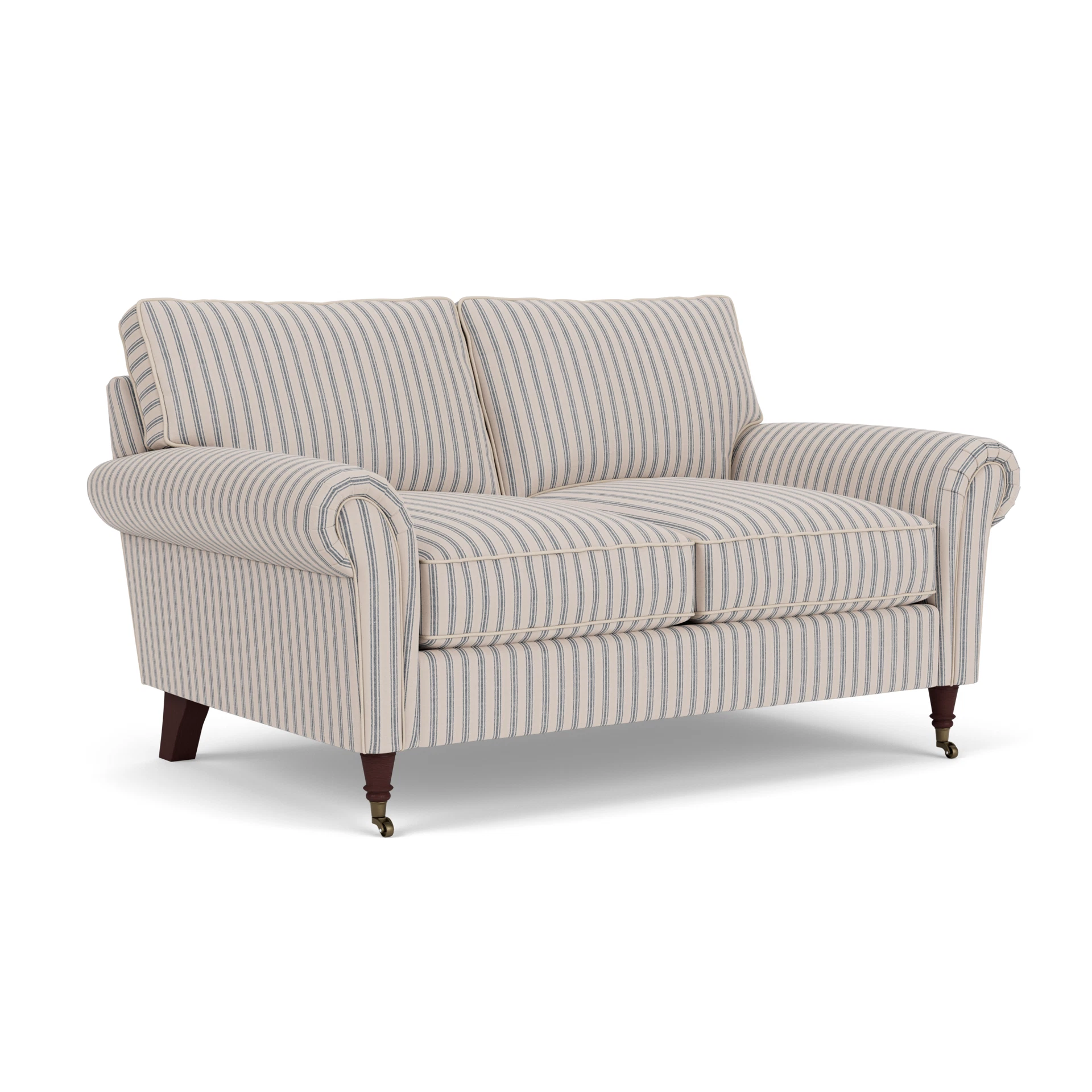 Osbourne 2 Seater Sofa in Kingham Stripe - Indigo with Light legs
