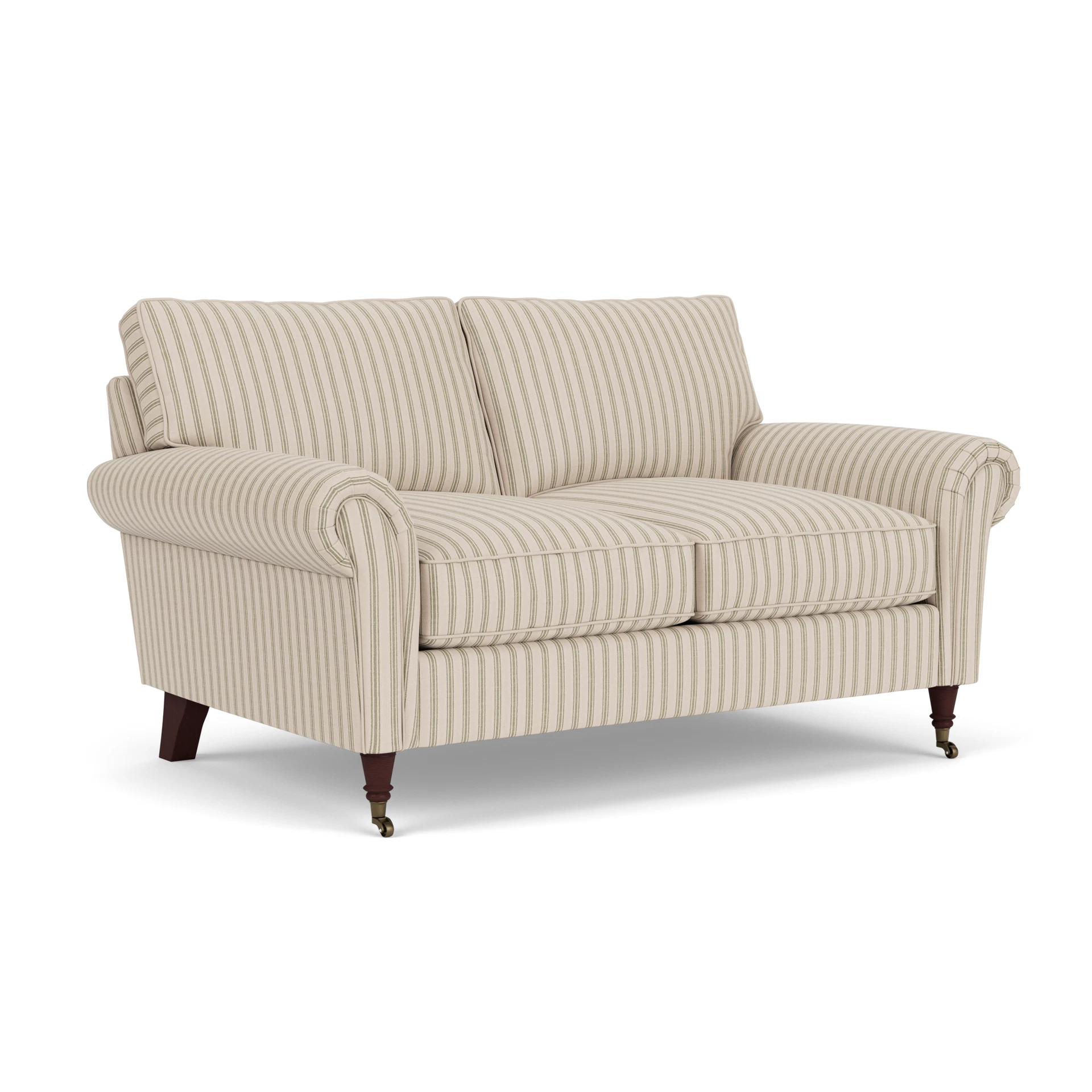 Osbourne 2 Seater Sofa in Kingham Stripe - Sage with Light legs