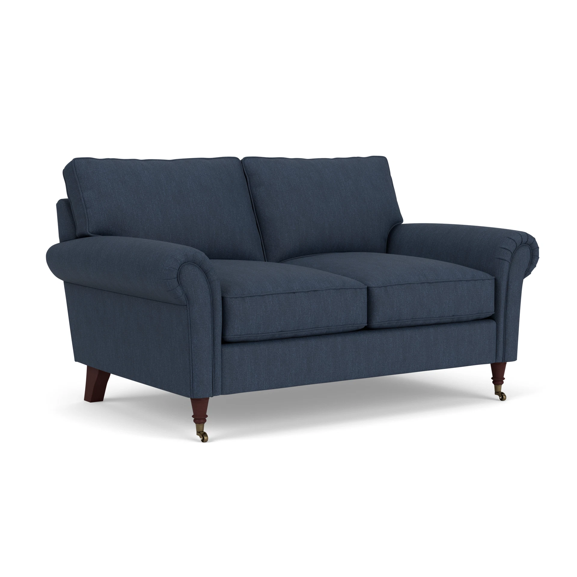 Osbourne 2 Seater Sofa in Luxury Italian Linen - Indigo with Light legs