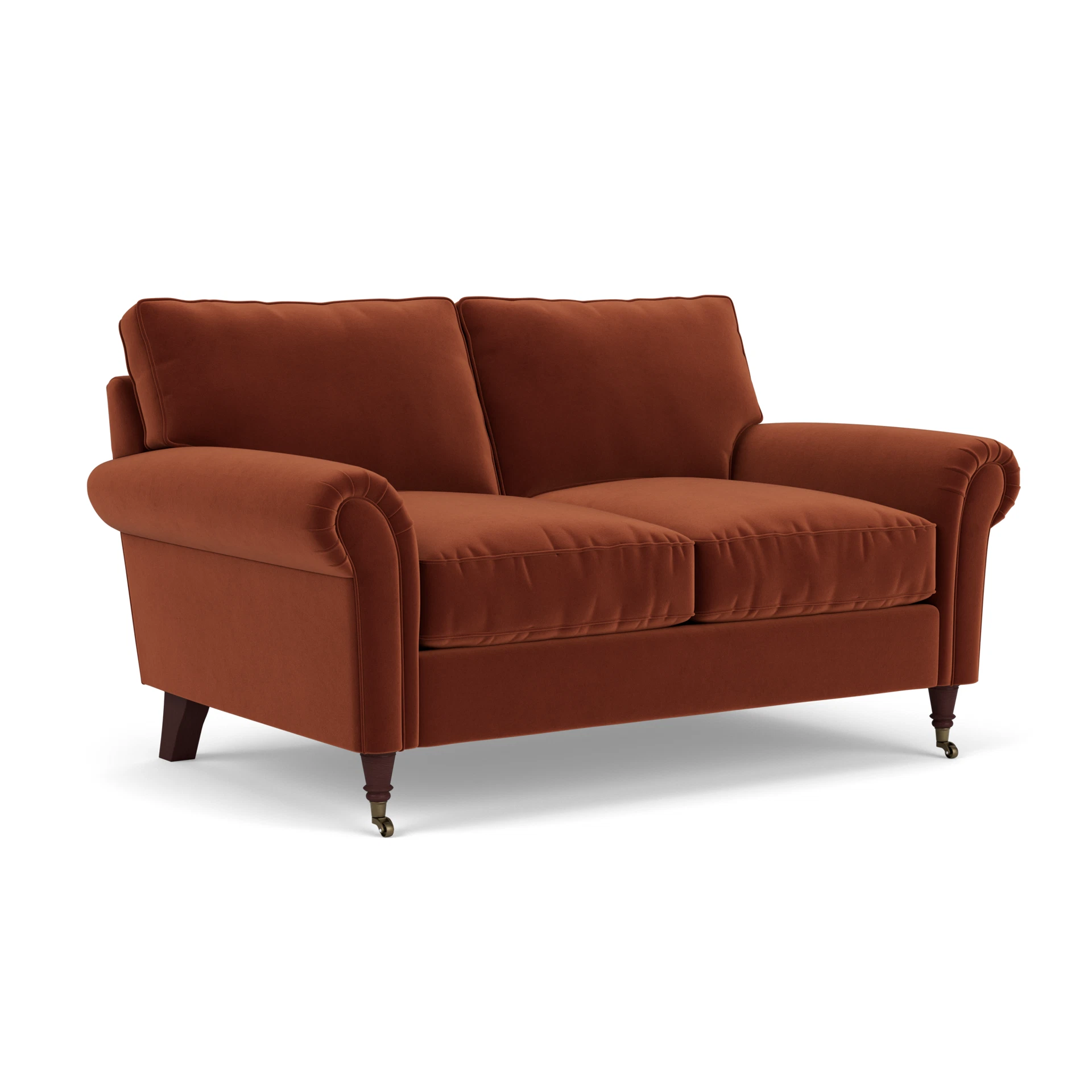 Osbourne 2 Seater Sofa in Matt Velvet - Brick with Light legs