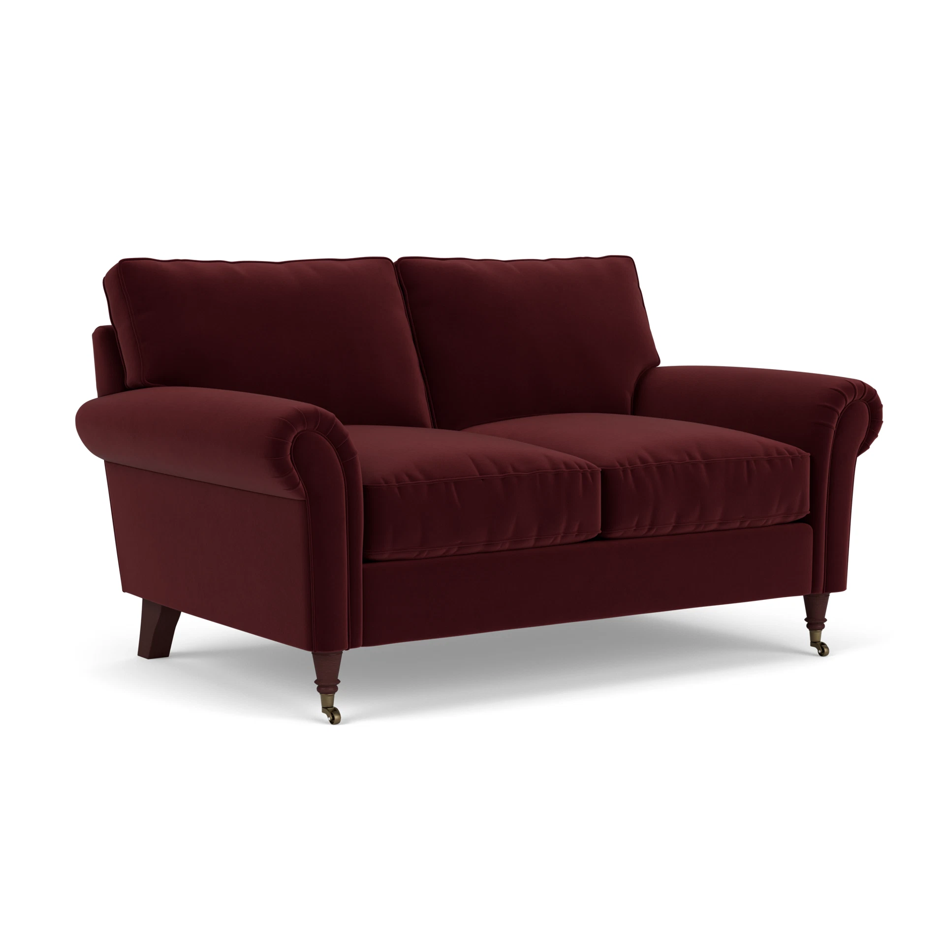 Osbourne 2 Seater Sofa in Matt Velvet - Dark Rosehip with Light legs
