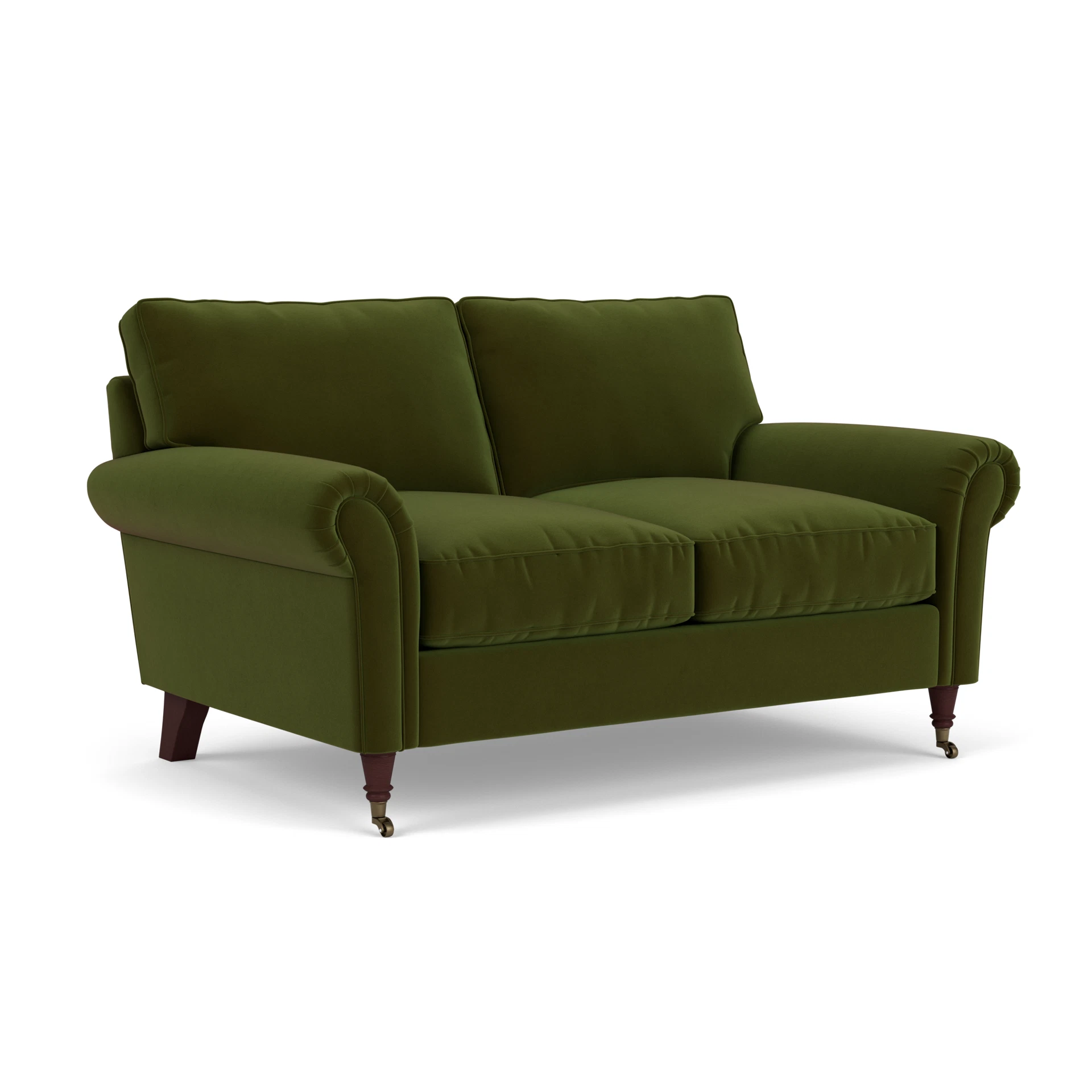 Osbourne 2 Seater Sofa in Matt Velvet - Forest Green with Light legs
