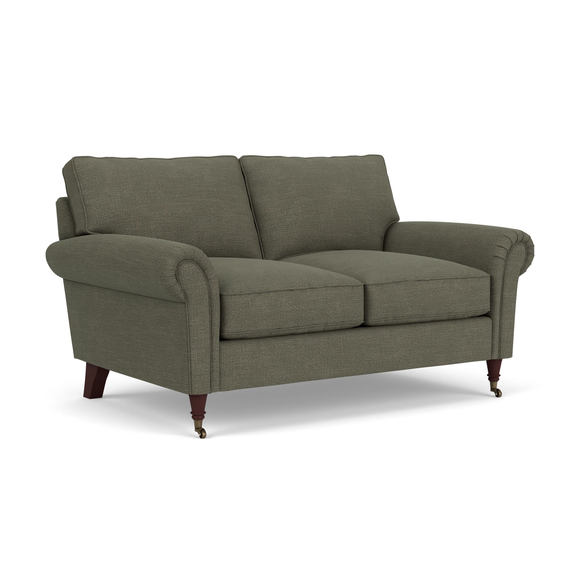 Osbourne 2 Seater Sofa in Rustic Weave - Deep Forest with Light legs