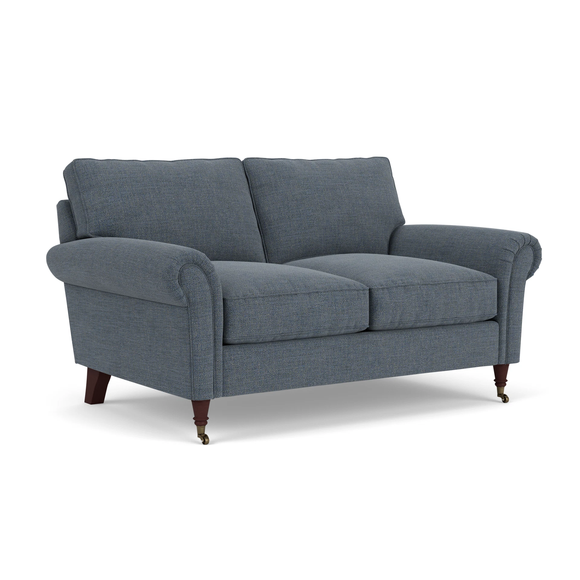 Osbourne 2 Seater Sofa in Rustic Weave - Indigo with Light legs