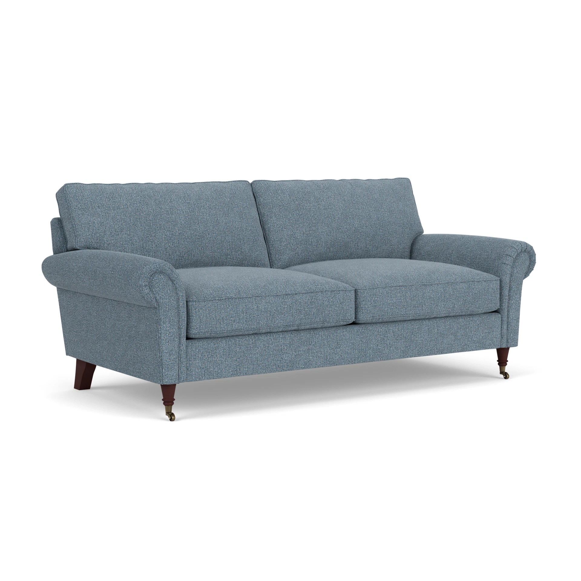 Osbourne 3 Seater Sofa in Aquaclean Oxford - Mid Blue with Light legs