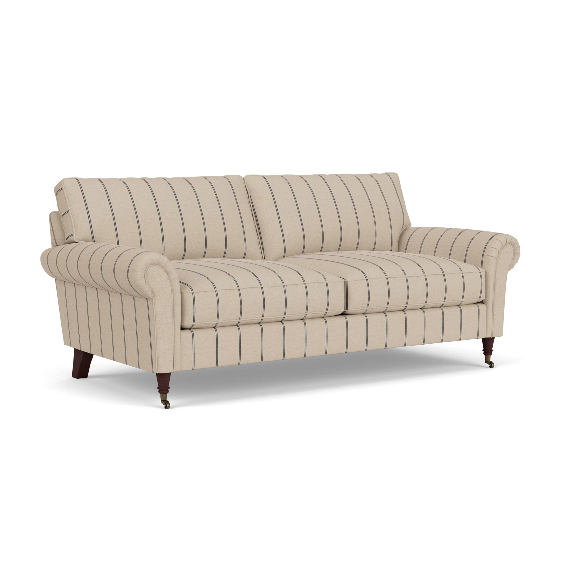 Osbourne 3 Seater Sofa in Compton Stripe - Charcoal with Light legs