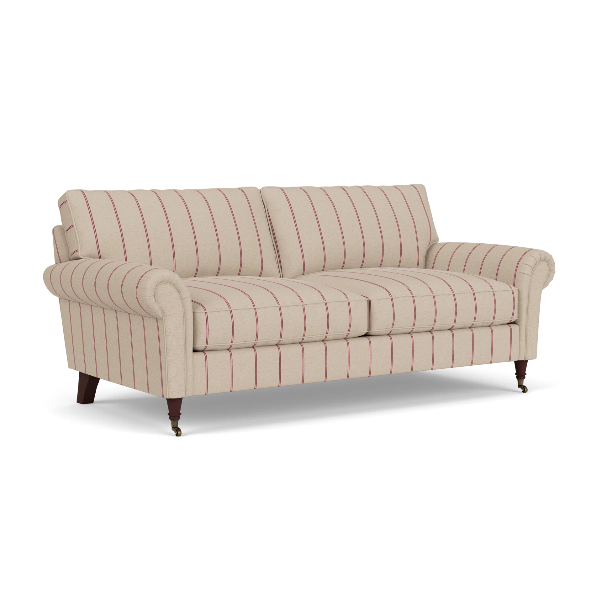 Osbourne 3 Seater Sofa in Compton Stripe - Raspberry with Light legs