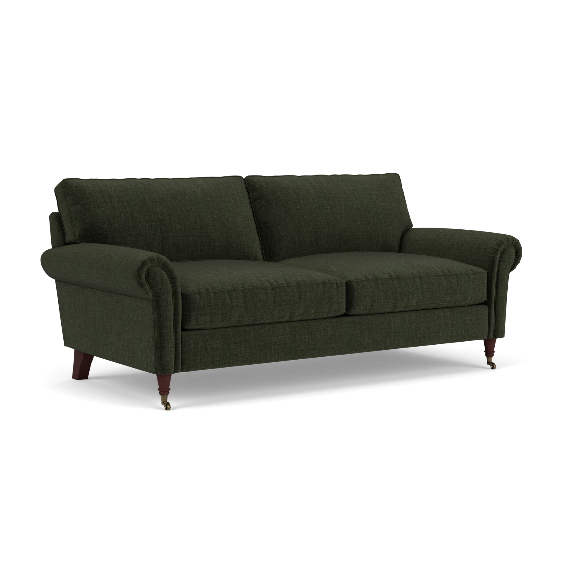 Osbourne 3 Seater Sofa in Eco Chenille - Moss with Light legs