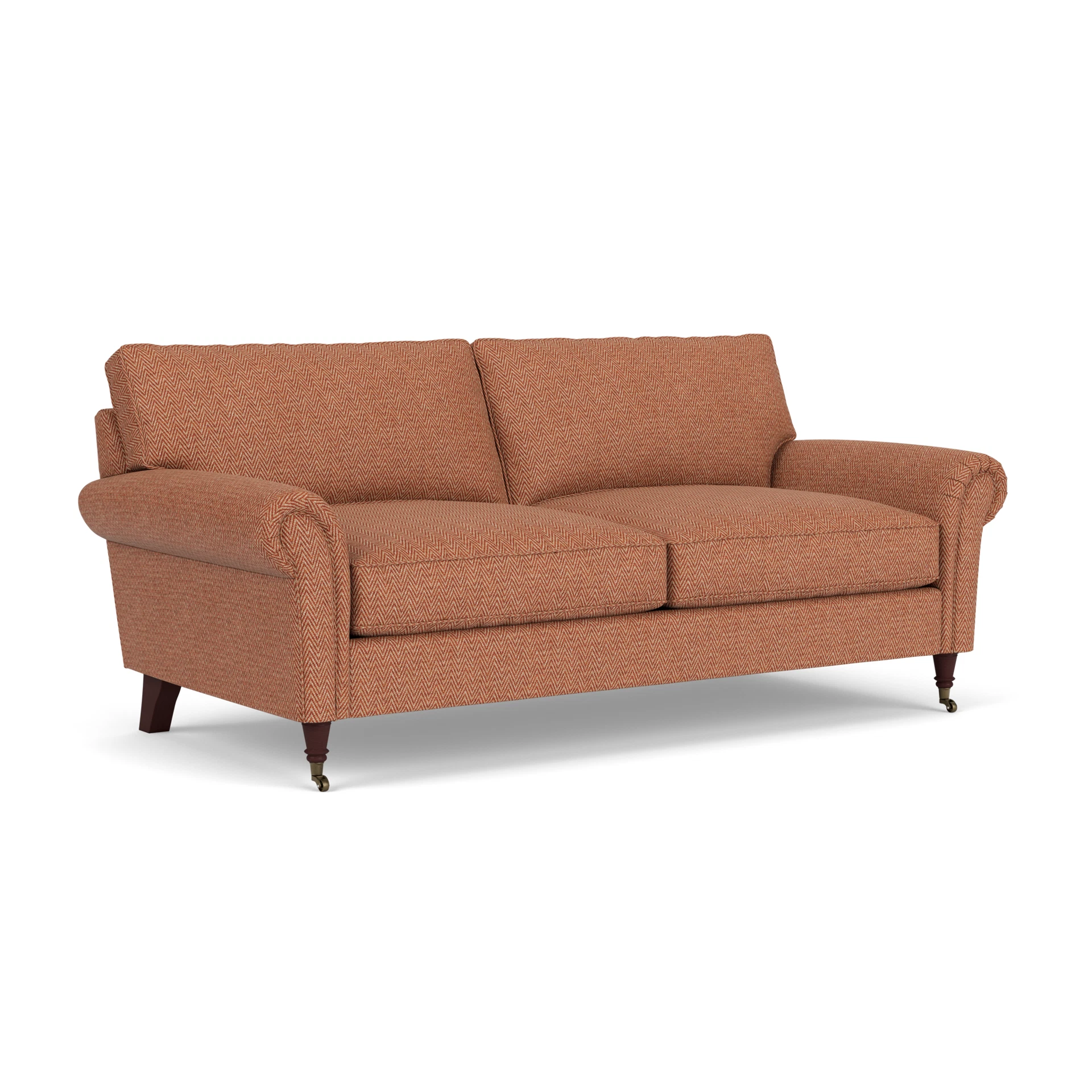 Osbourne 3 Seater Sofa in Herringbone Weave - Brick with Light legs