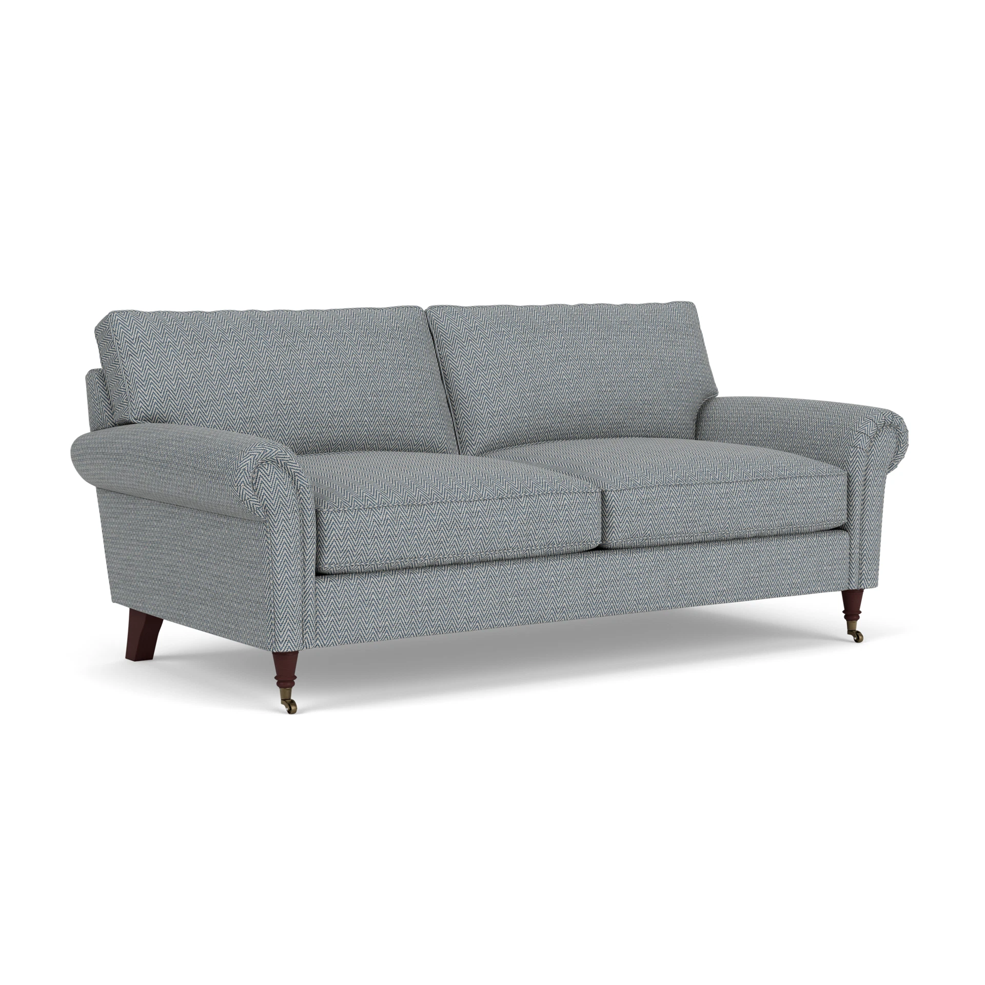 Osbourne 3 Seater Sofa in Herringbone Weave - Navy with Light legs