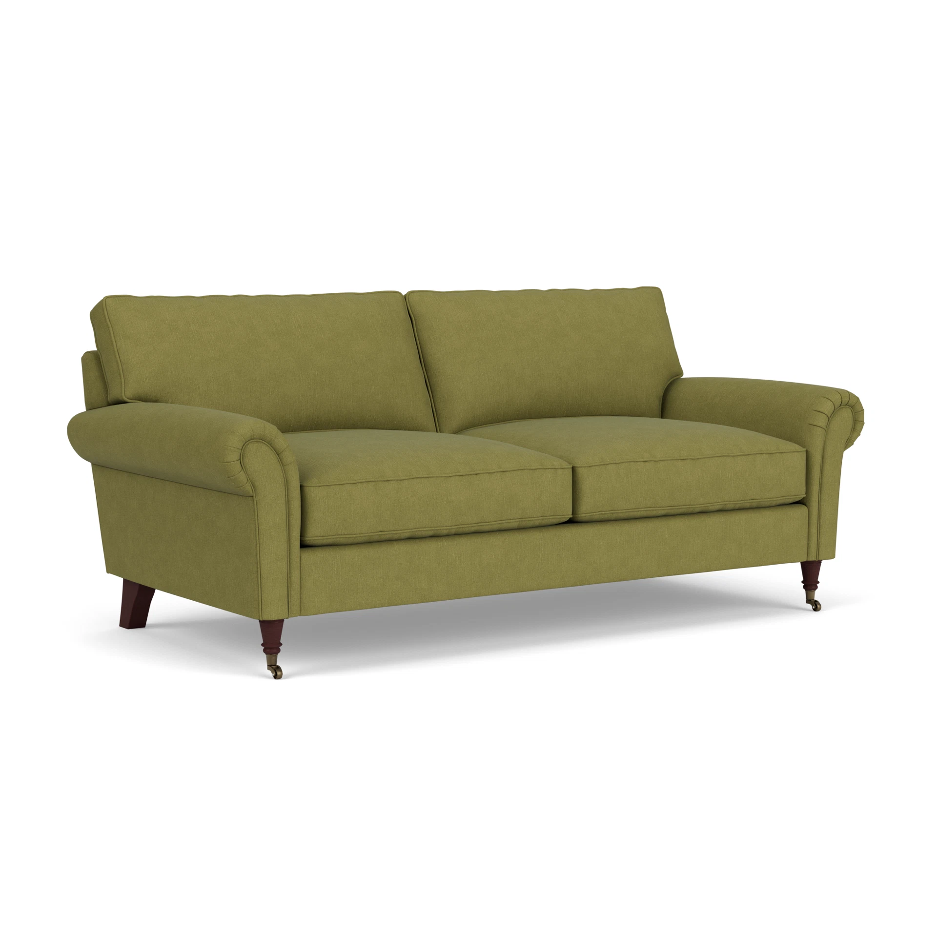 Osbourne 3 Seater Sofa in House Linen Mix - Apple with Light legs
