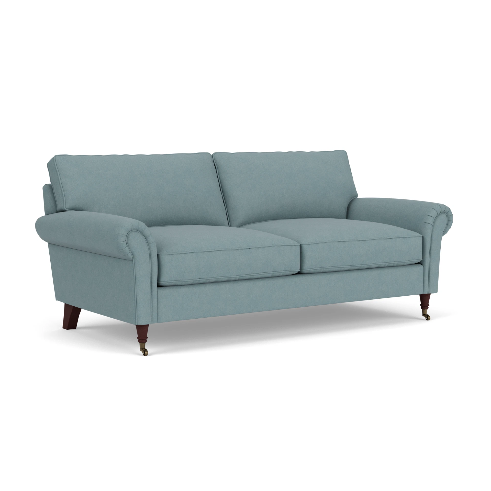 Osbourne 3 Seater Sofa in House Linen Mix - Sky Blue with Light legs