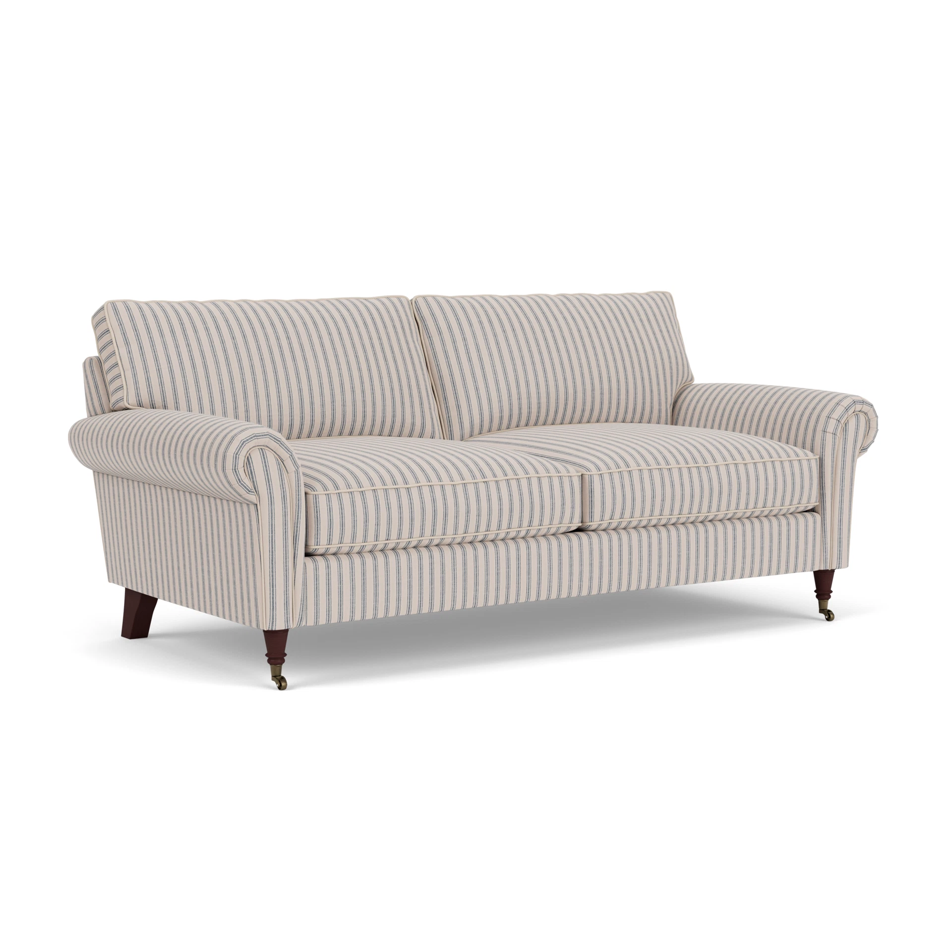 Osbourne 3 Seater Sofa in Kingham Stripe - Indigo with Light legs