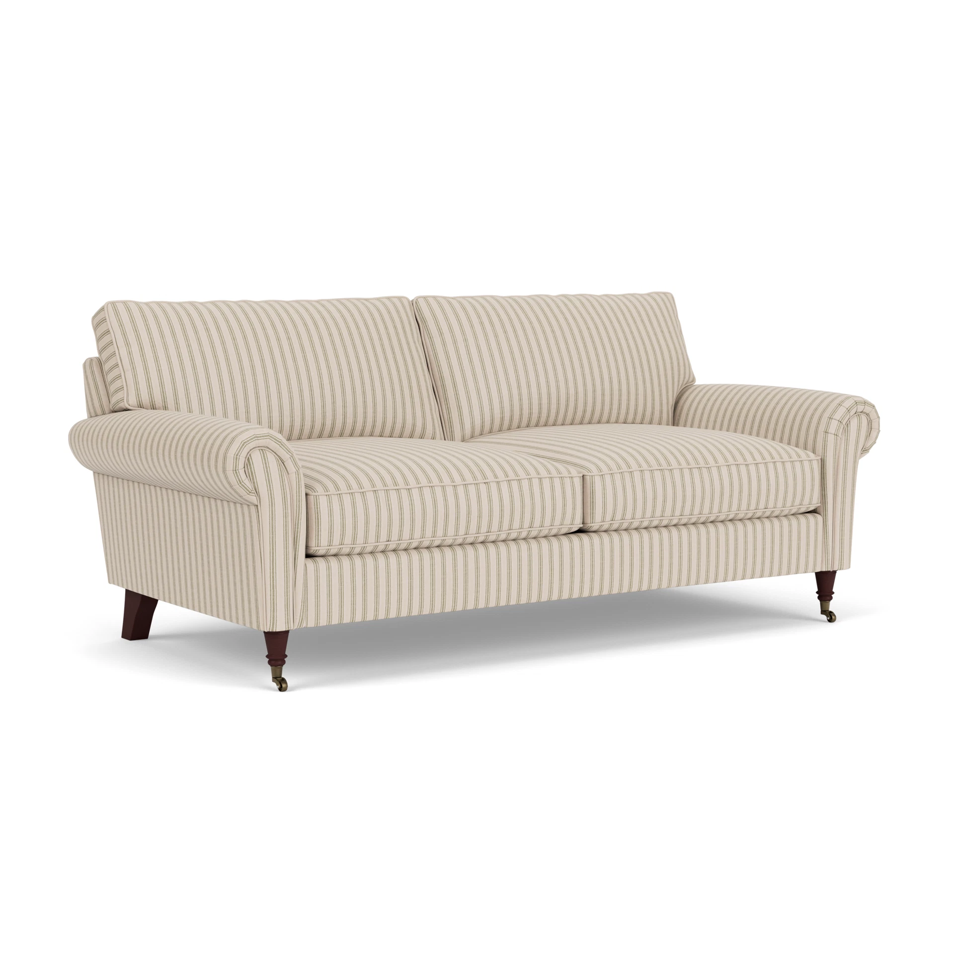 Osbourne 3 Seater Sofa in Kingham Stripe - Sage with Light legs