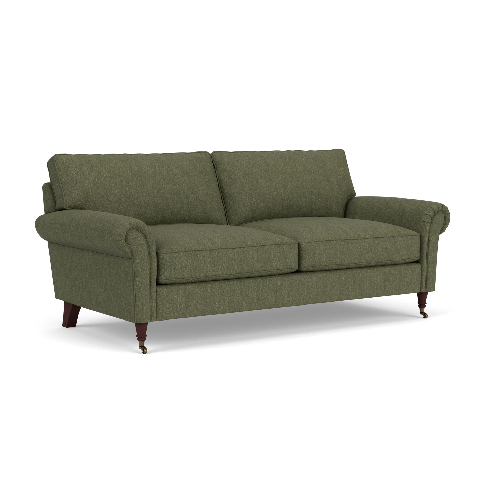 Osbourne 3 Seater Sofa in Luxury Italian Linen - Fern with Light legs
