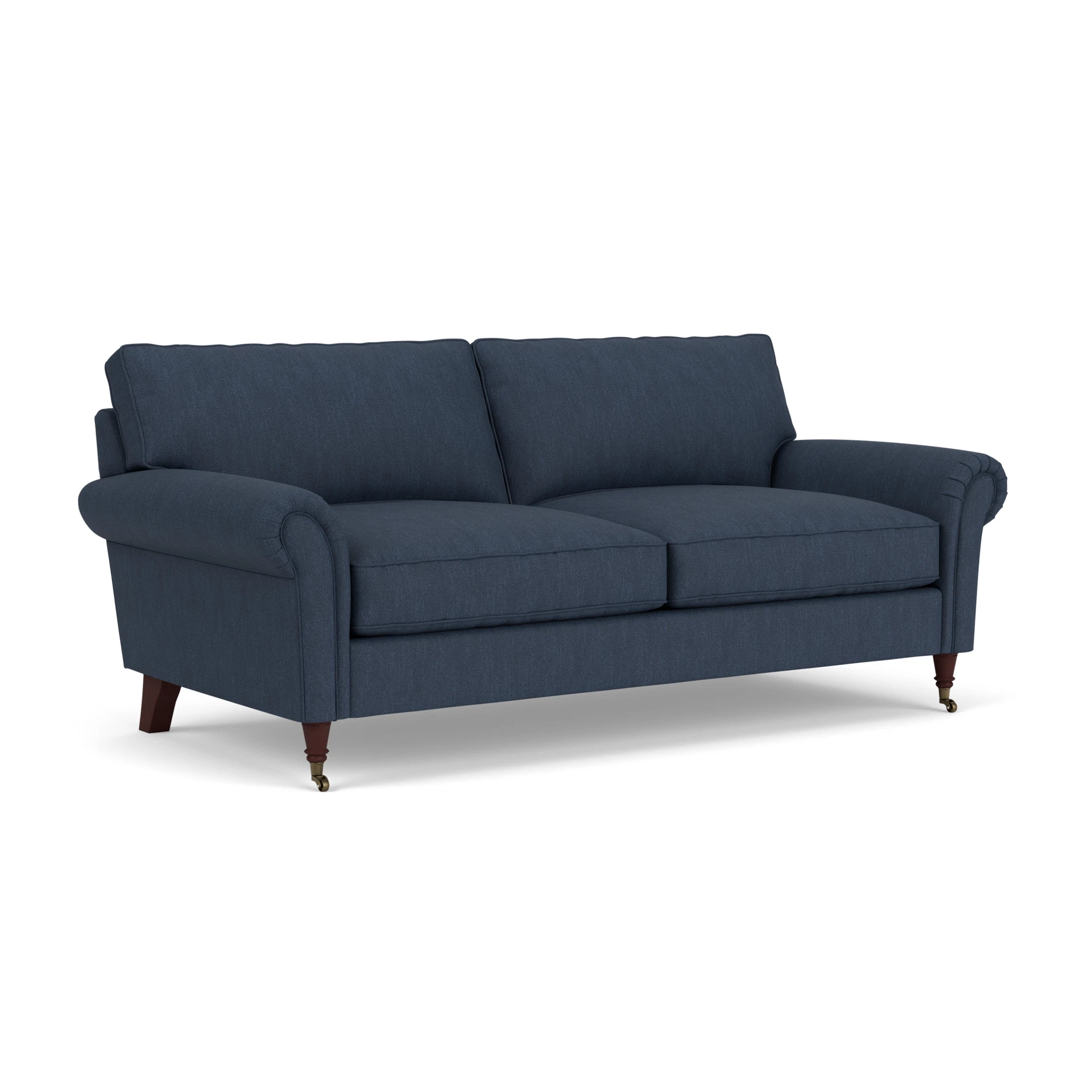 Osbourne 3 Seater Sofa in Luxury Italian Linen - Indigo with Light legs