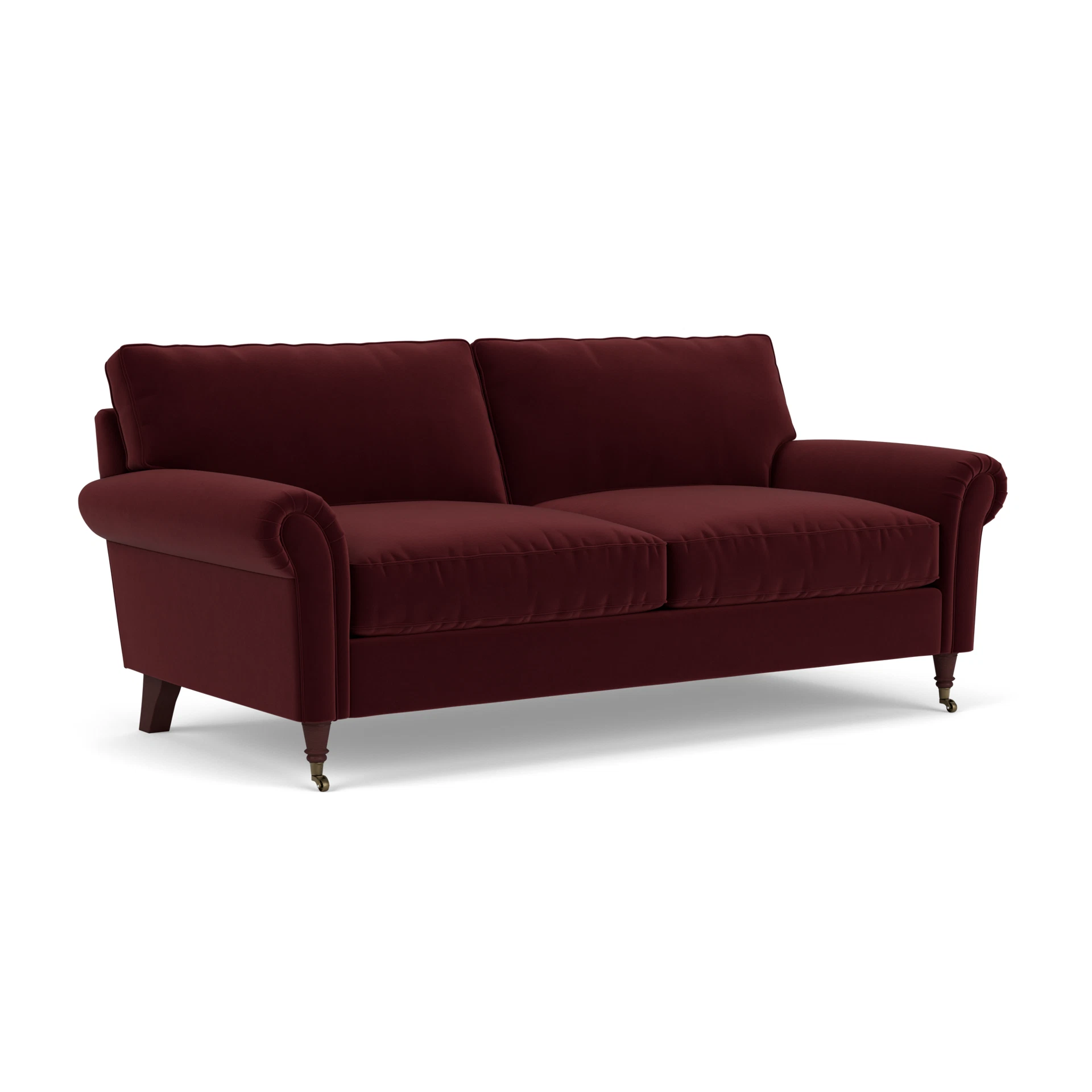 Osbourne 3 Seater Sofa in Matt Velvet - Dark Rosehip with Light legs