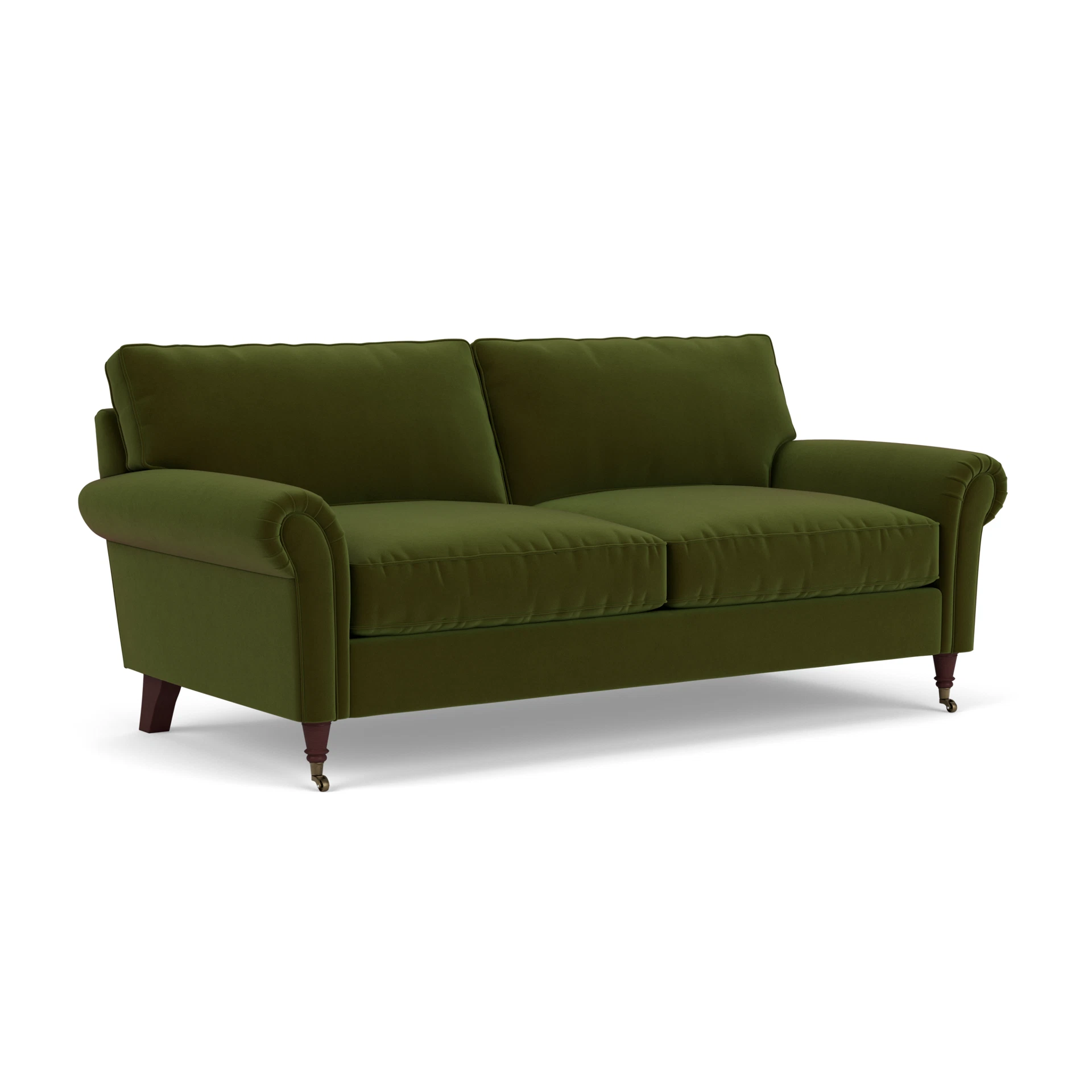 Osbourne 3 Seater Sofa in Matt Velvet - Forest Green with Light legs