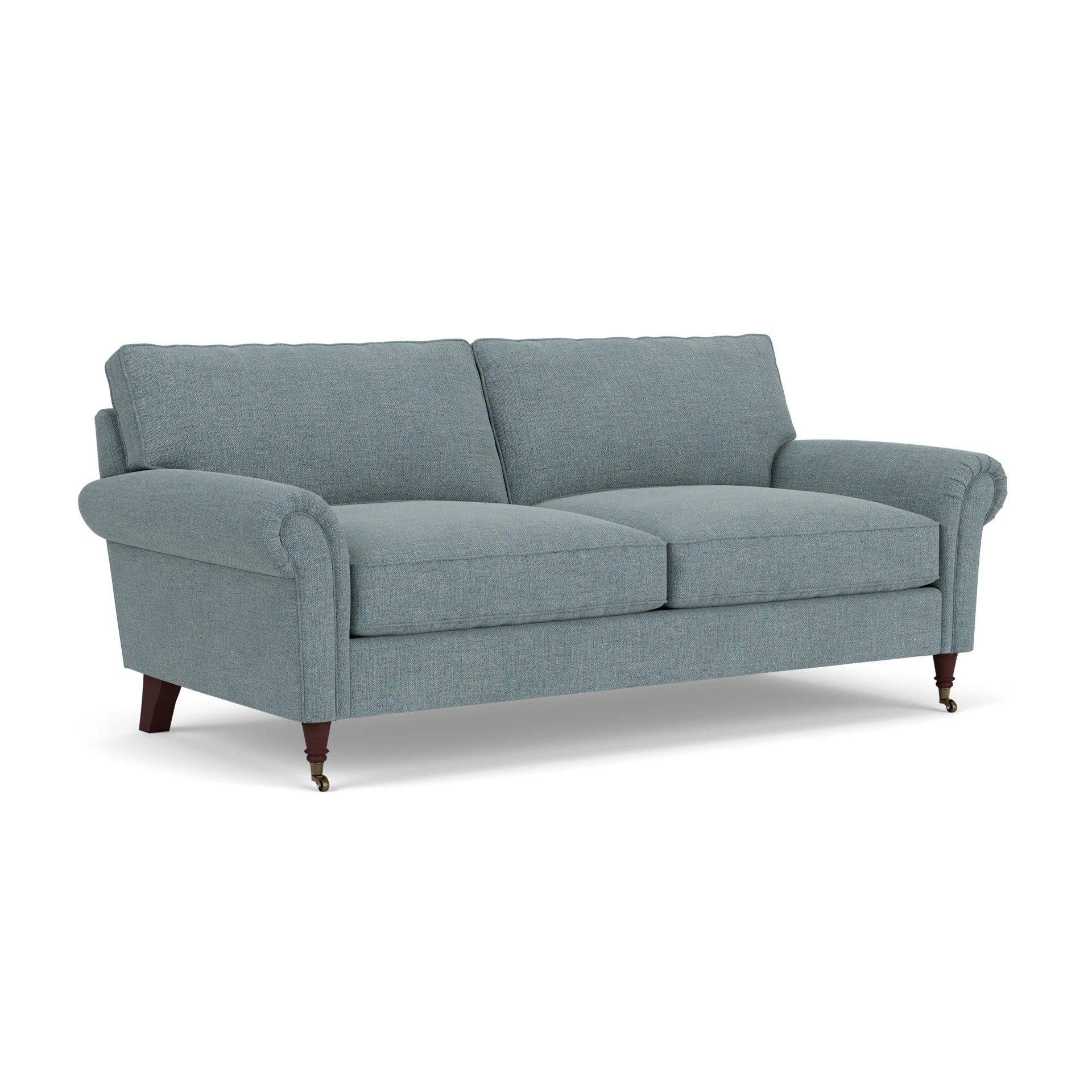 Osbourne 3 Seater Sofa in Rustic Weave - Teal Marl with Light legs