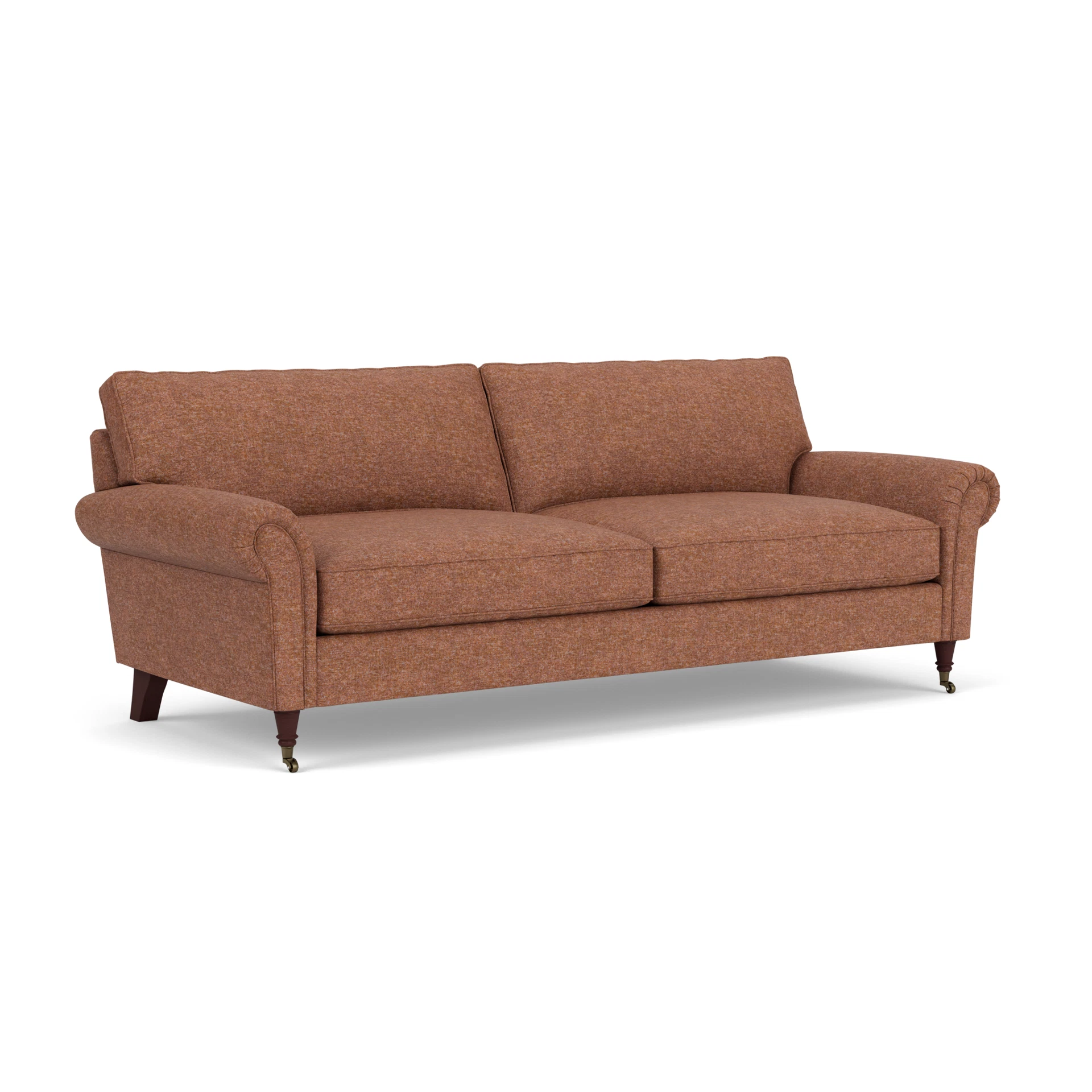 Osbourne 4 Seater Sofa in Aquaclean Oxford - Brick Marl with Light legs