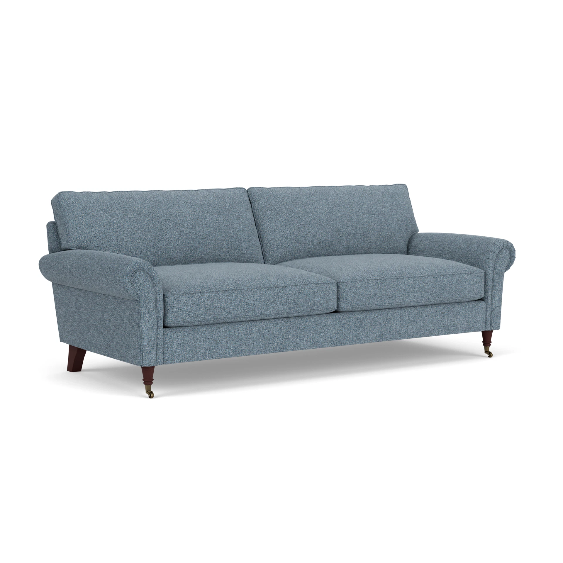 Osbourne 4 Seater Sofa in Aquaclean Oxford - Mid Blue with Light legs