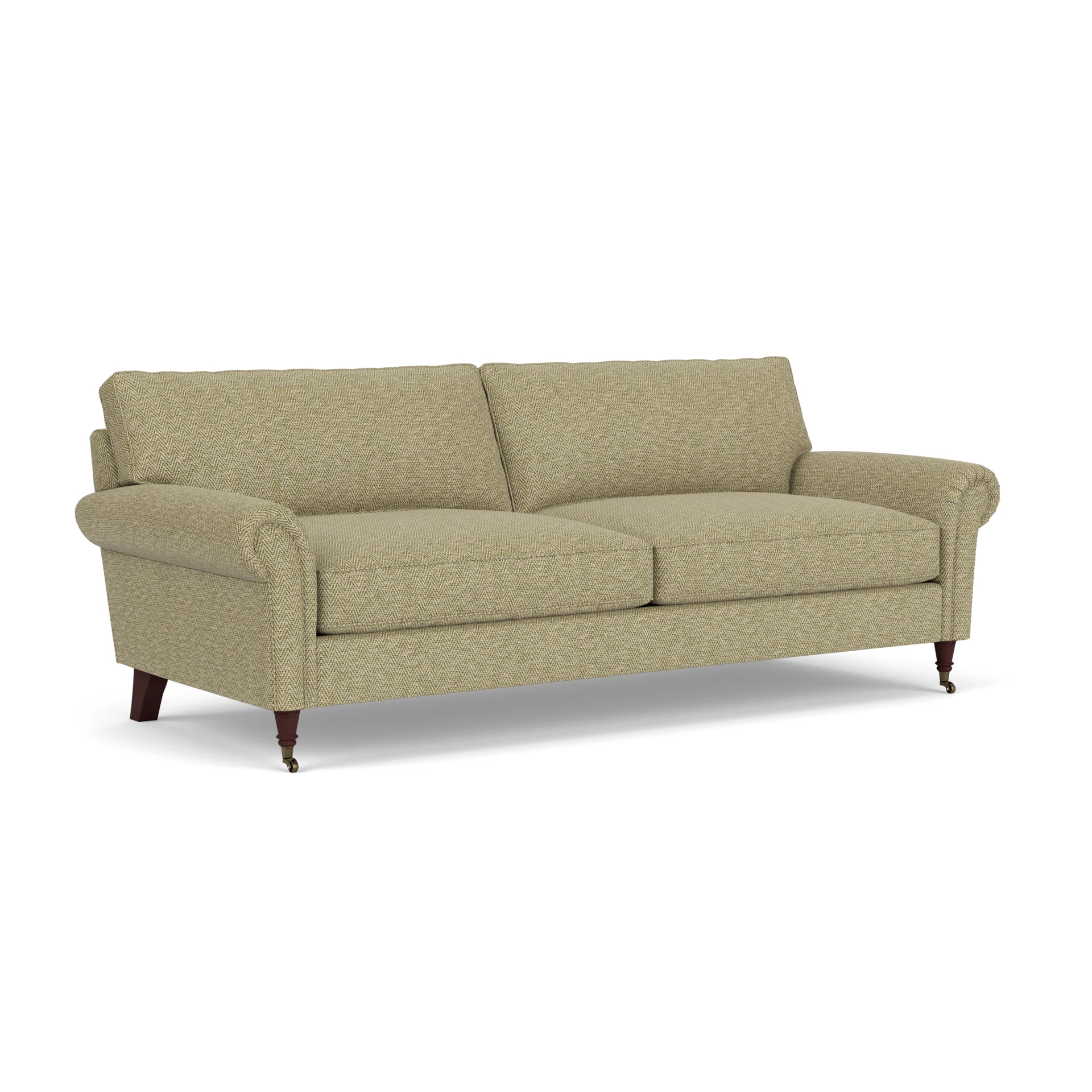 Osbourne 4 Seater Sofa in Herringbone Weave - Apple with Light legs