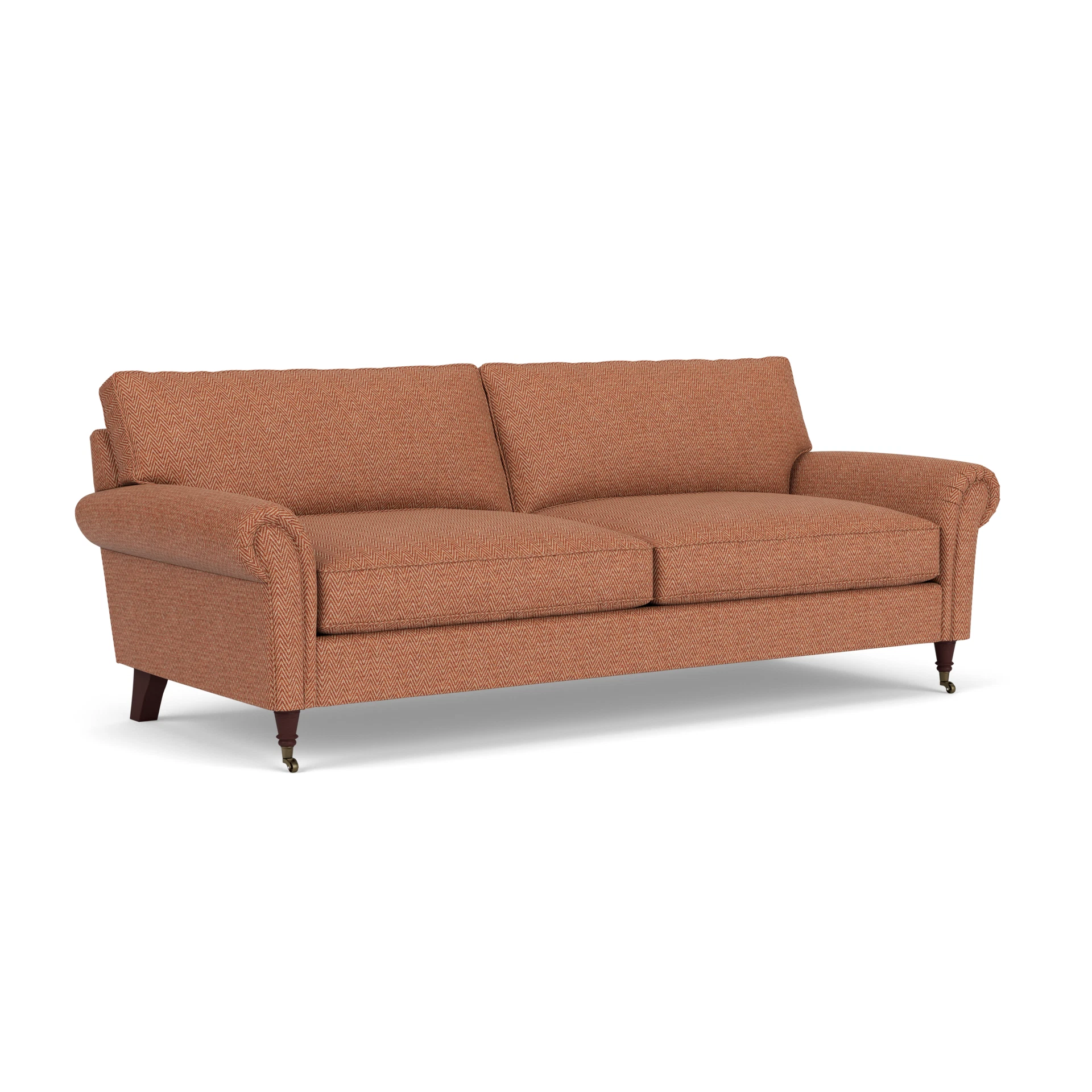 Osbourne 4 Seater Sofa in Herringbone Weave - Brick with Light legs