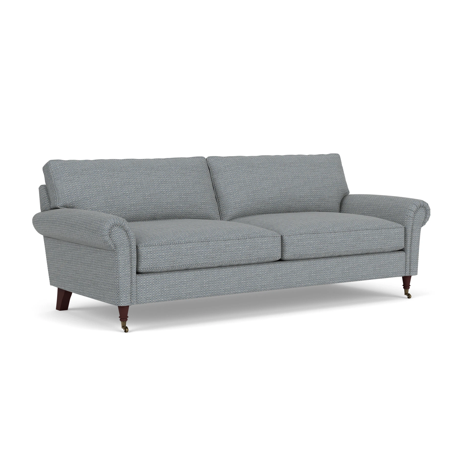 Osbourne 4 Seater Sofa in Herringbone Weave - Navy with Light legs